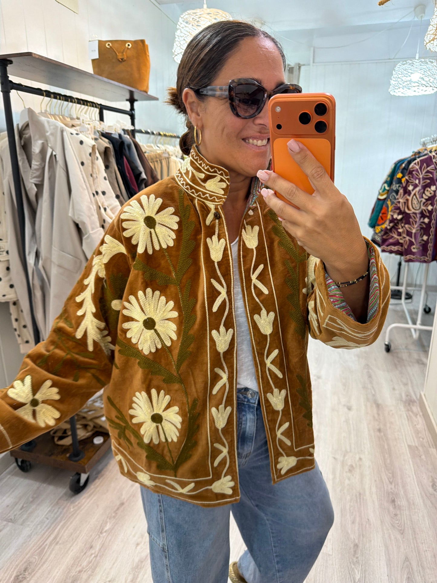 Chaqueta Suzani terciopelo camel
