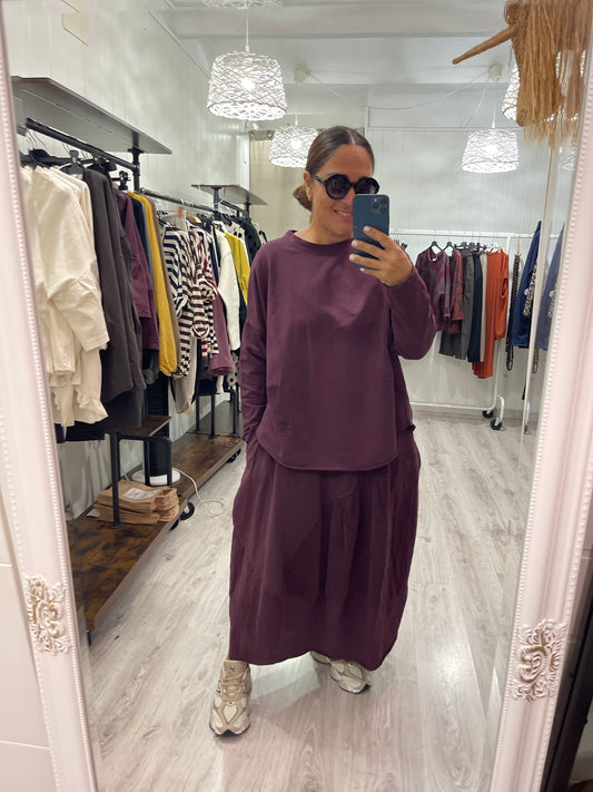 Sudadera Nara natural berenjena