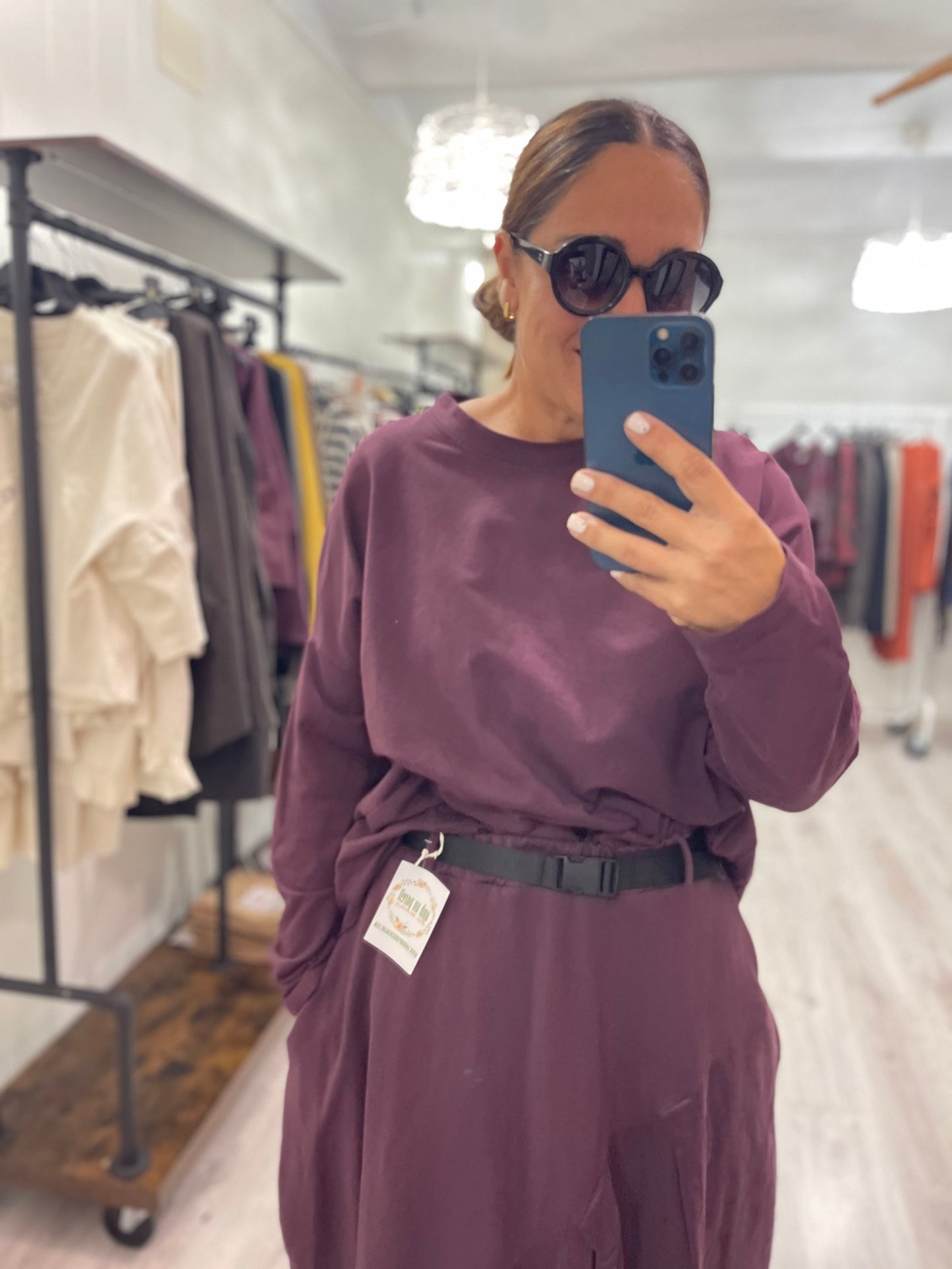 Sudadera Nara natural berenjena