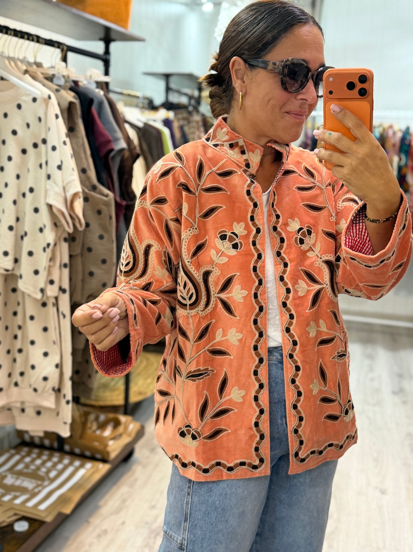 Chaqueta Suzani terciopelo salmón