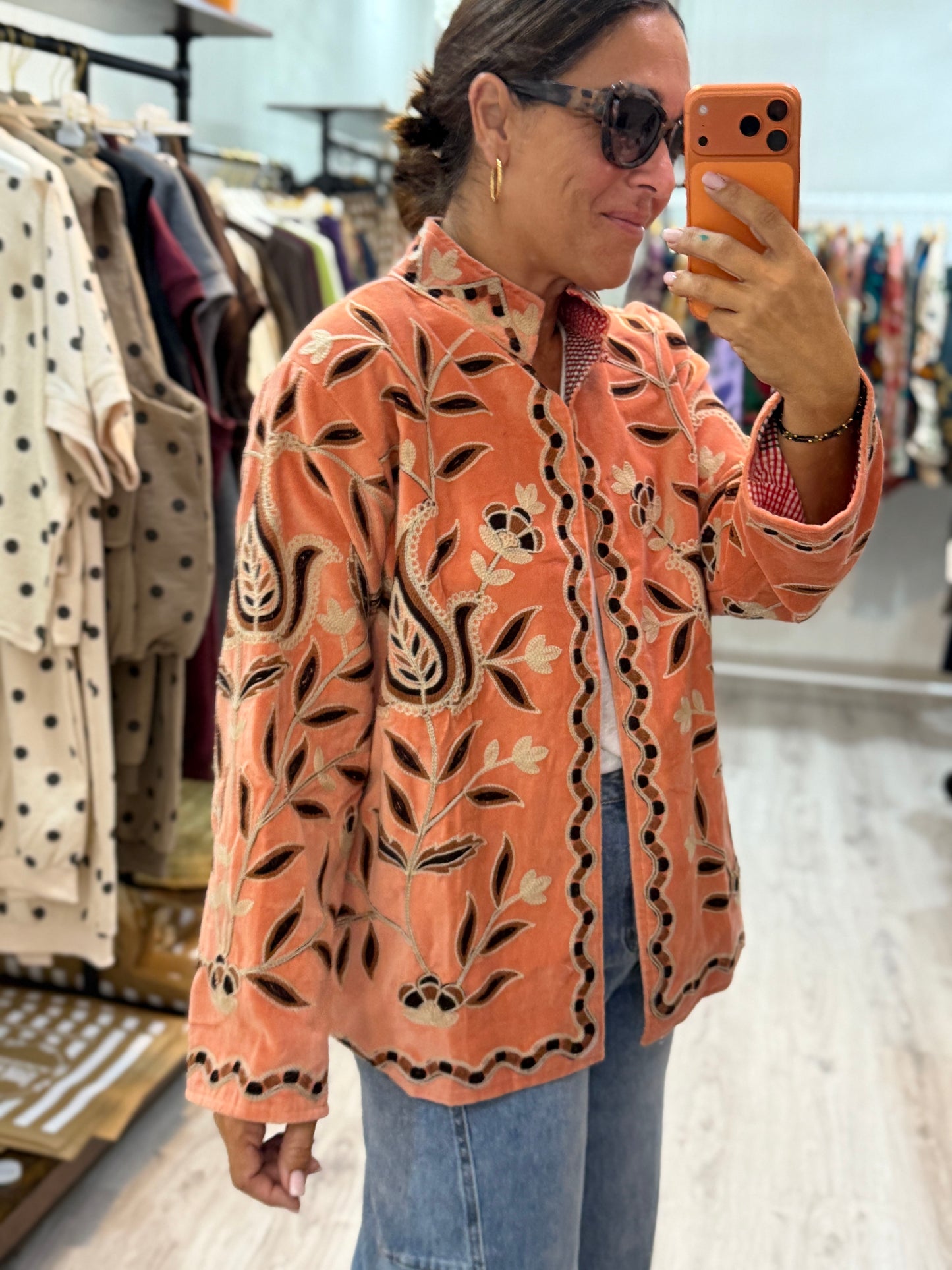 Chaqueta Suzani terciopelo salmón