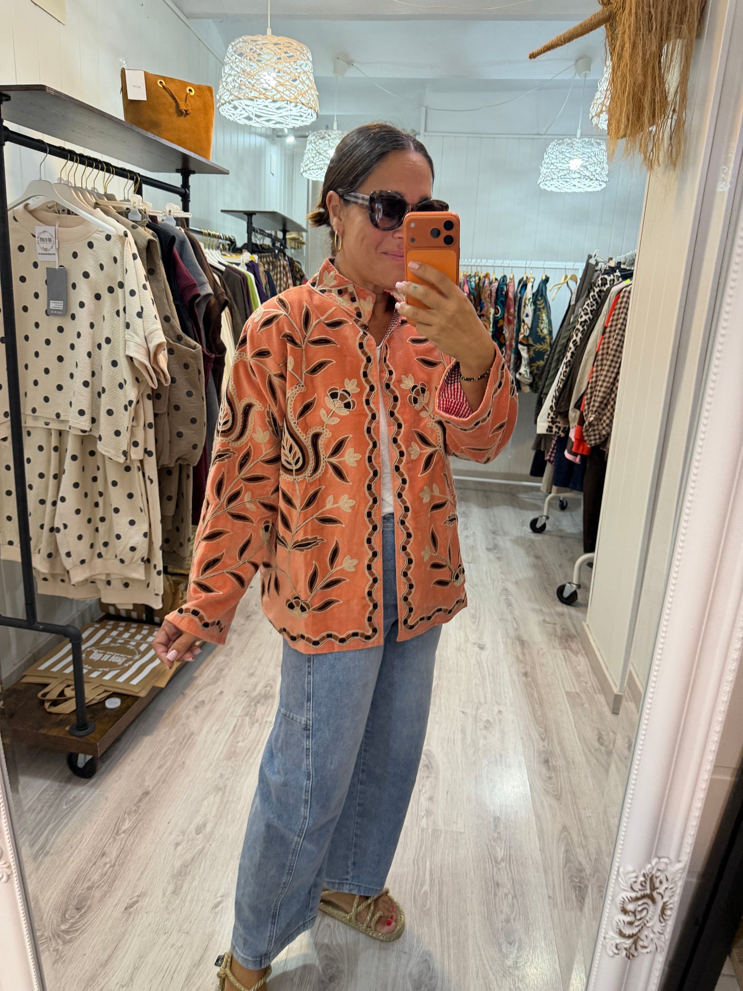 Chaqueta Suzani terciopelo salmón