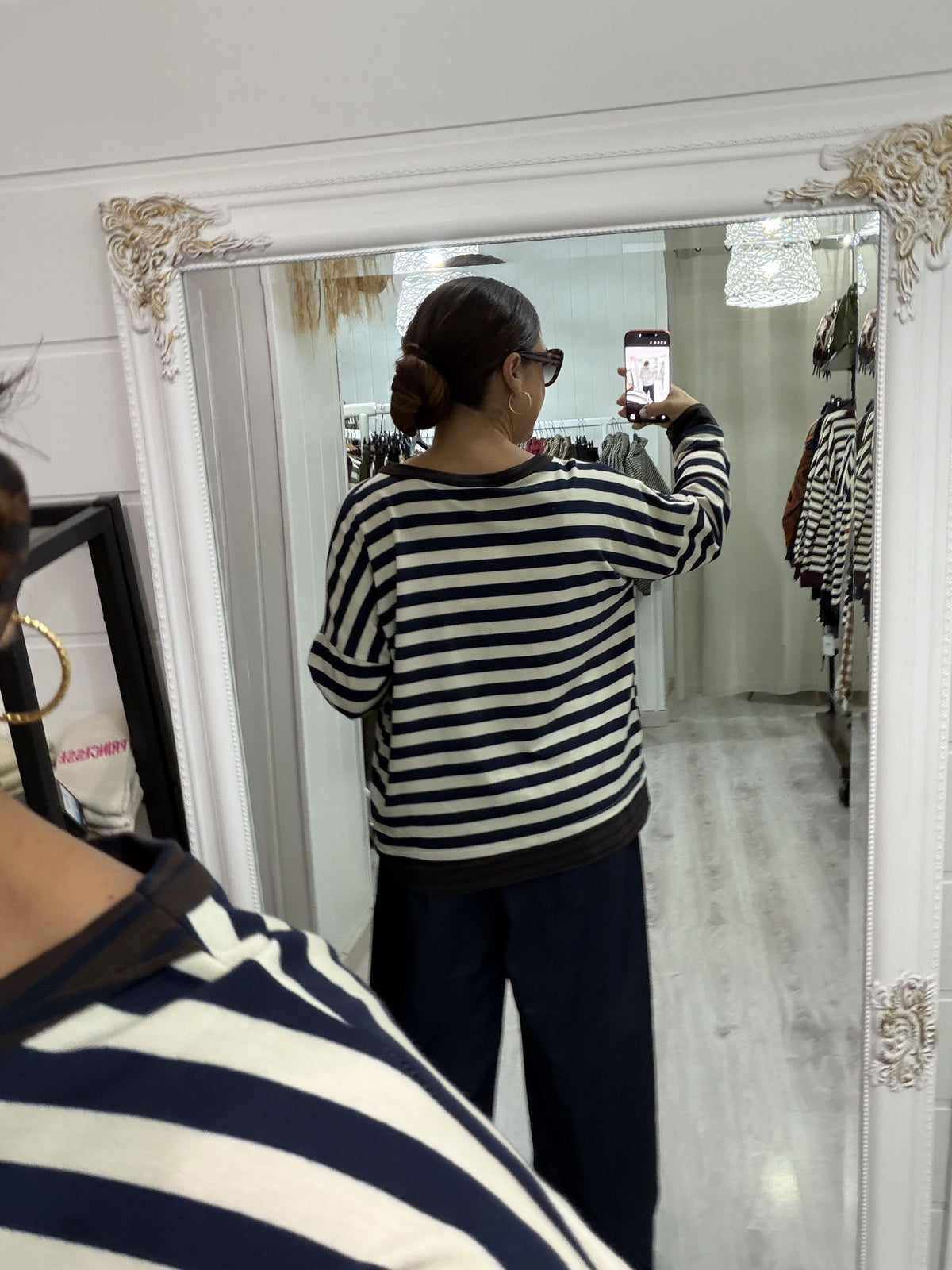 Sudadera Bermeo oversize marino y chocolate