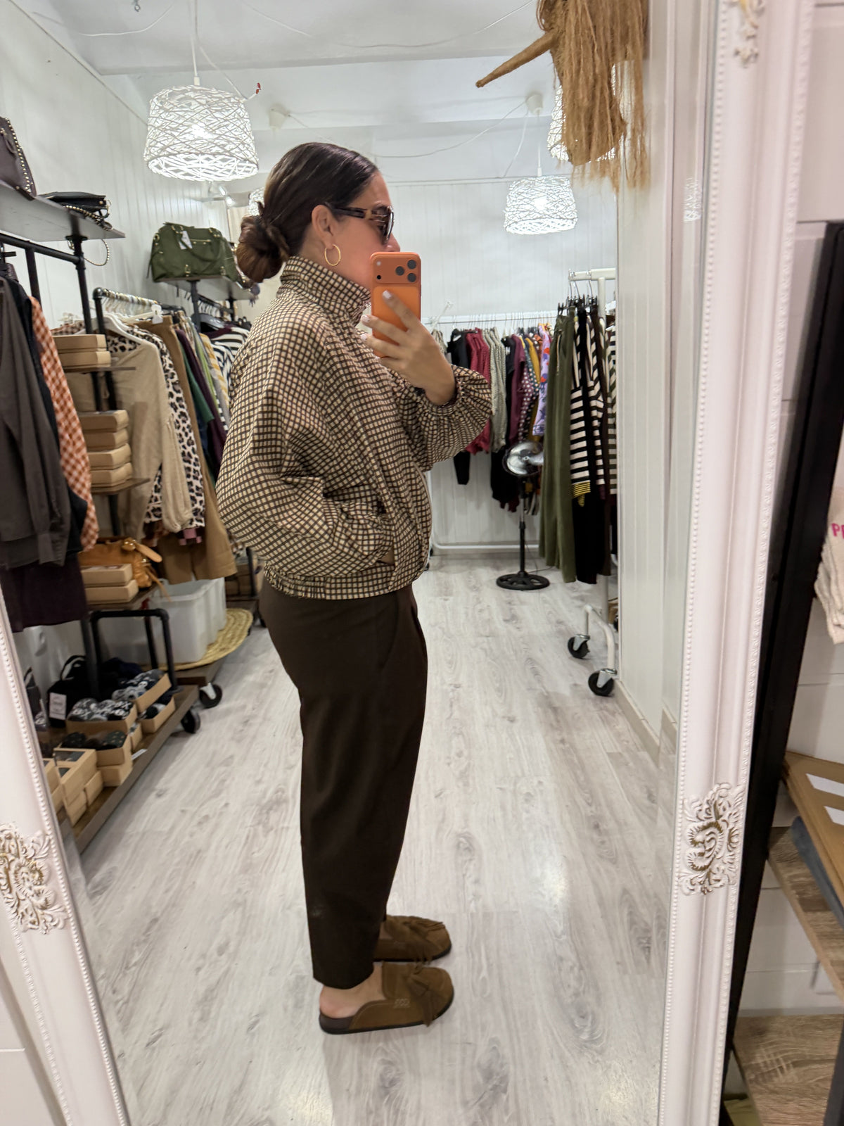 Chaqueta Cortavientos Basauri vichy chocolate