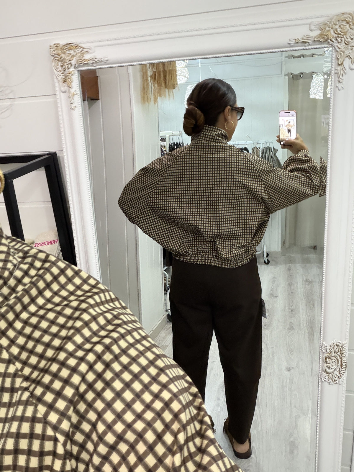 Chaqueta Cortavientos Basauri vichy chocolate