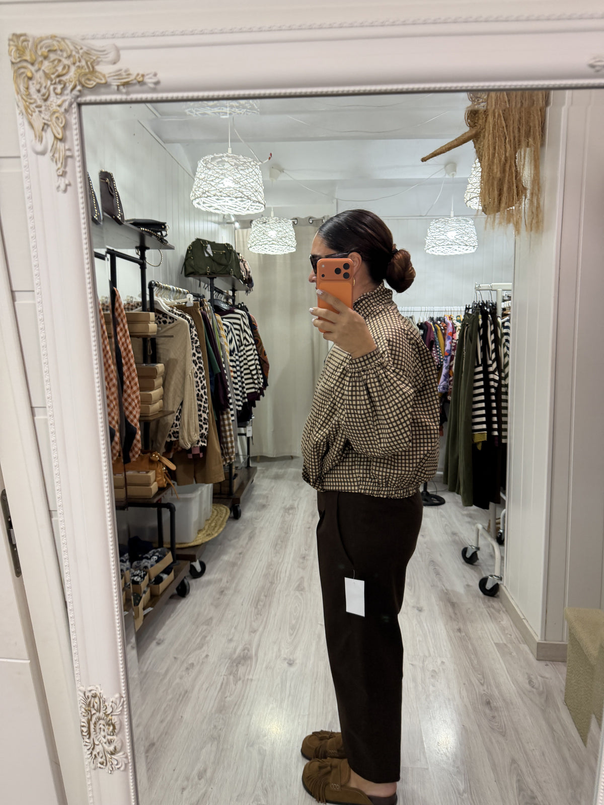 Chaqueta Cortavientos Basauri vichy chocolate