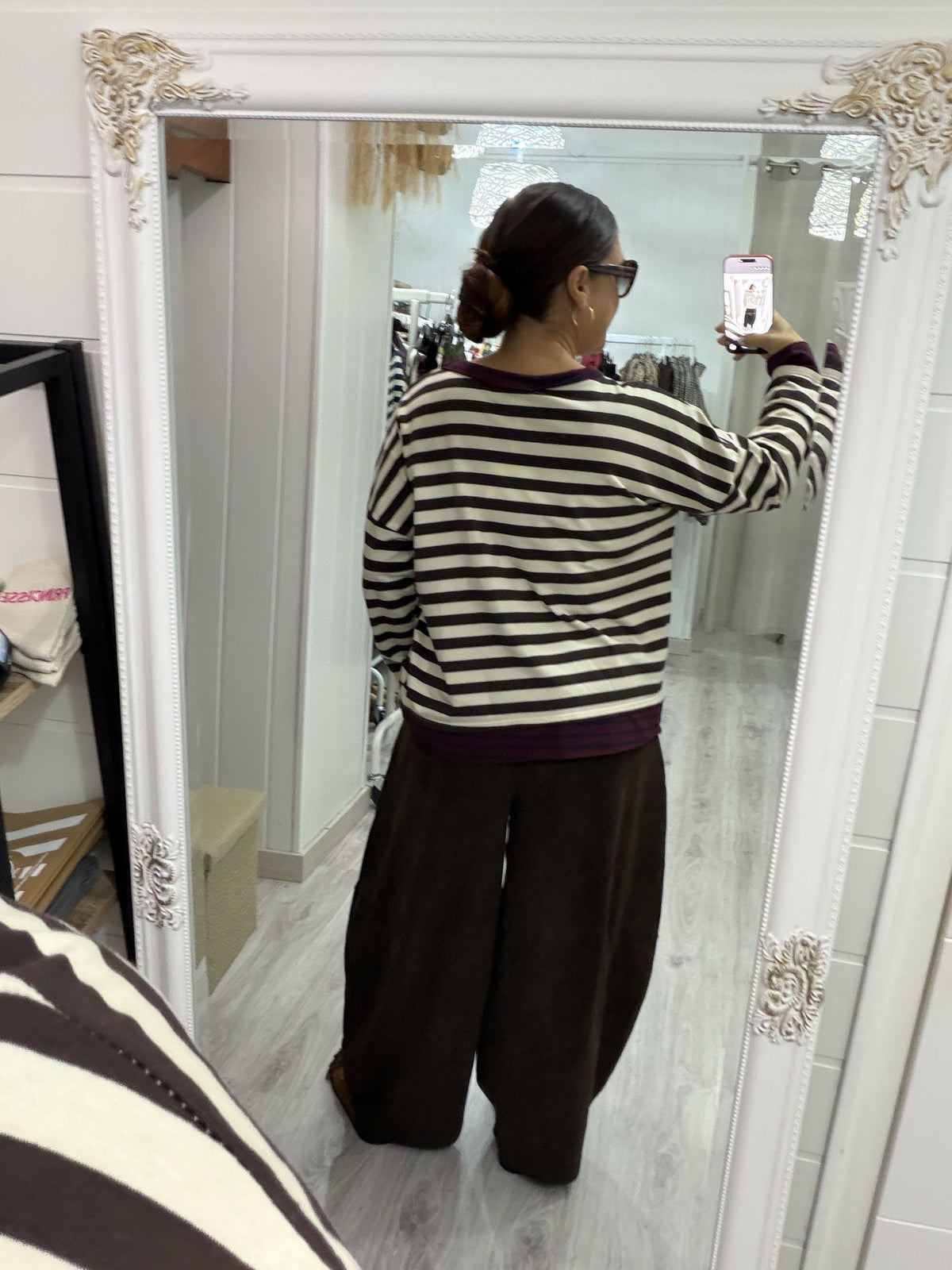 Sudadera Bermeo oversize chocolate, burdeos y marino