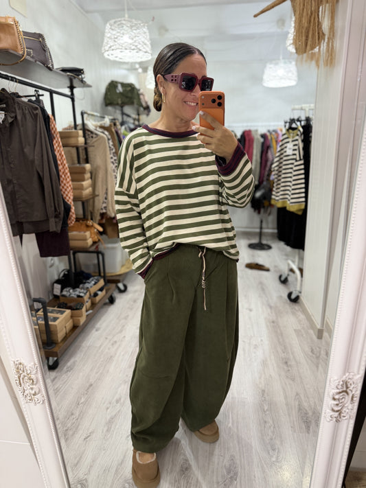 Sudadera Bermeo oversize kaki, burdeos y marino