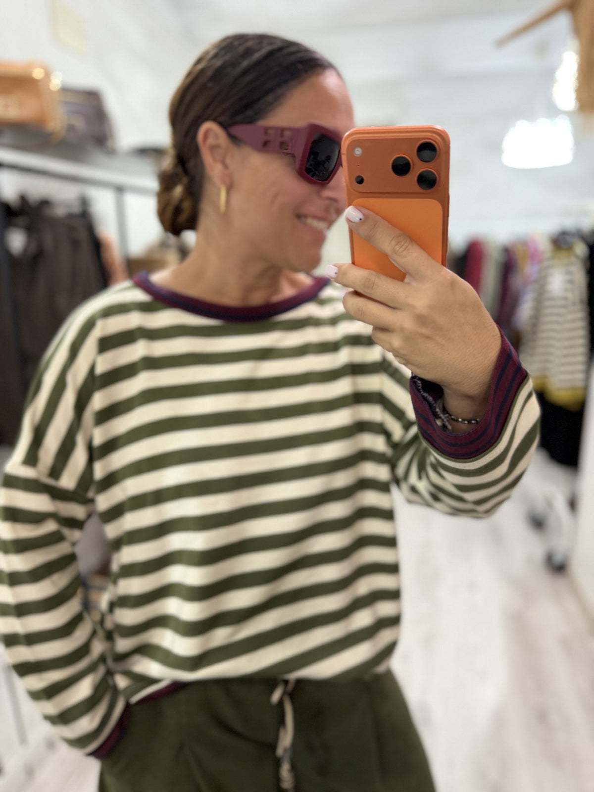 Sudadera Bermeo oversize kaki, burdeos y marino