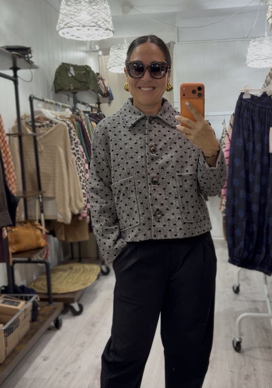 Chaqueta Tweed corazones gris