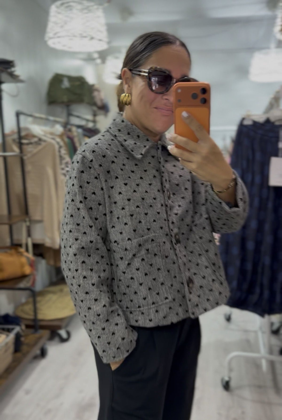 Chaqueta Tweed corazones gris