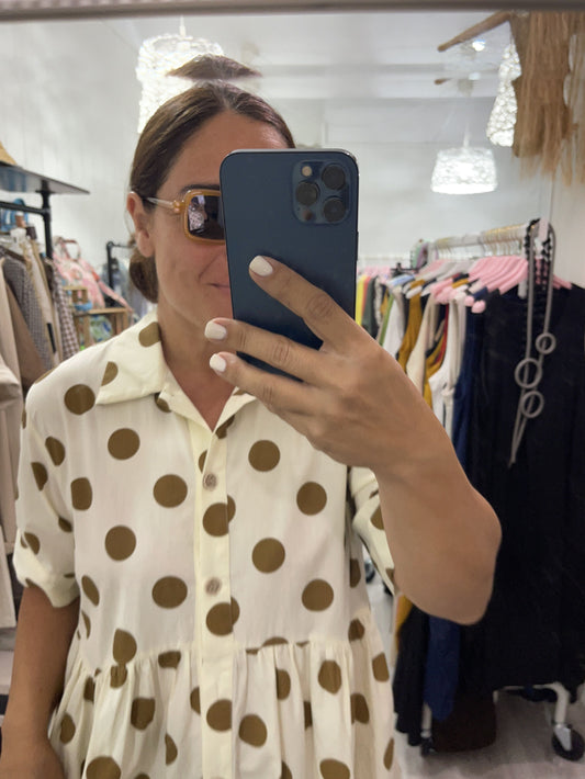 Vestido Country topos camel