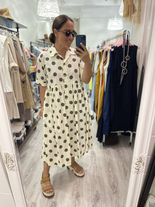 Vestido Country topos chocolate