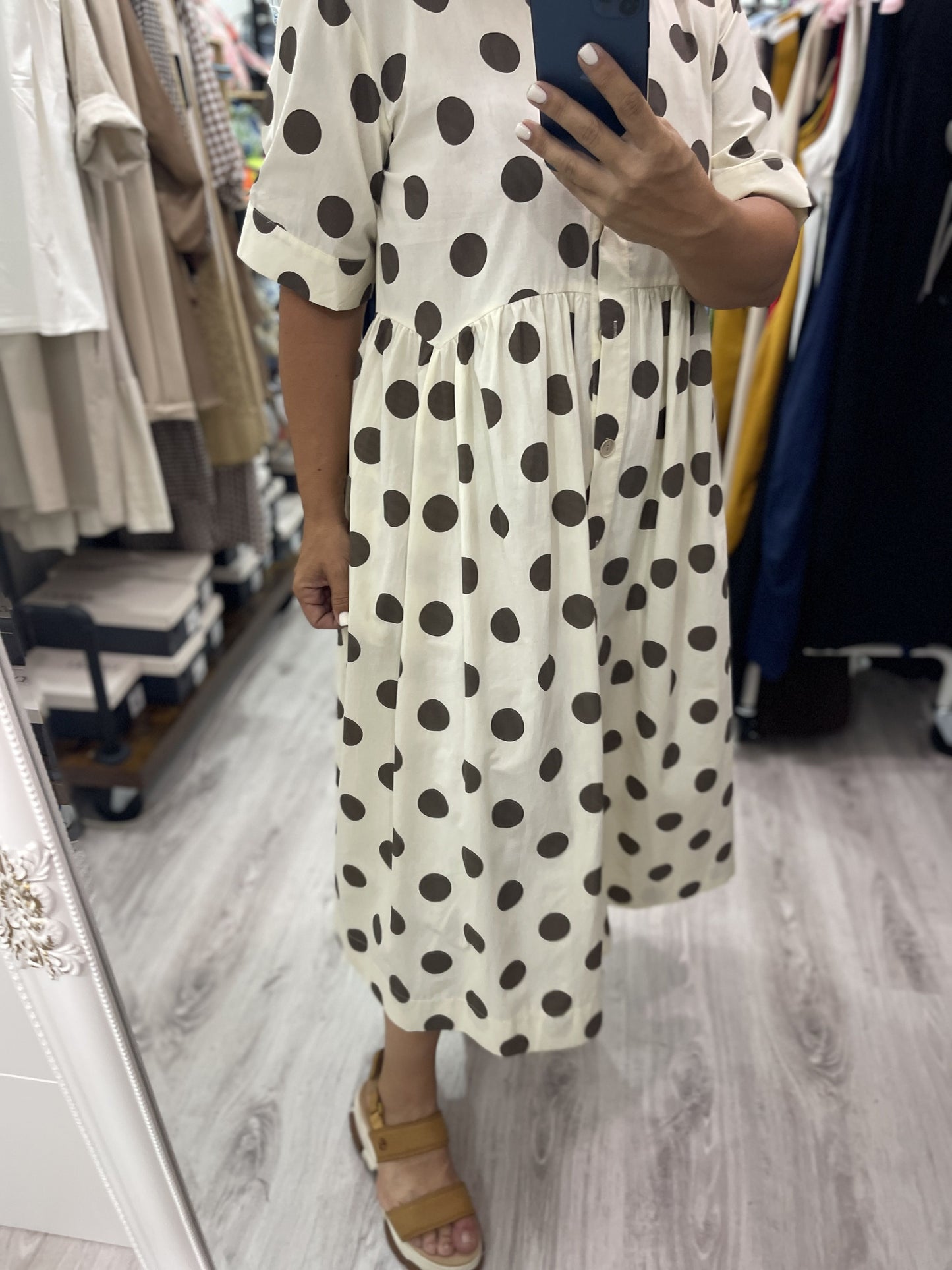 Vestido Country topos chocolate