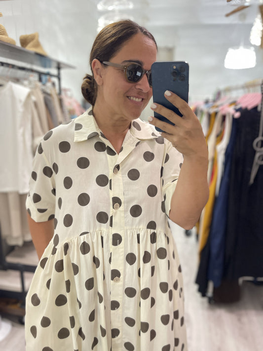 Vestido Country topos chocolate