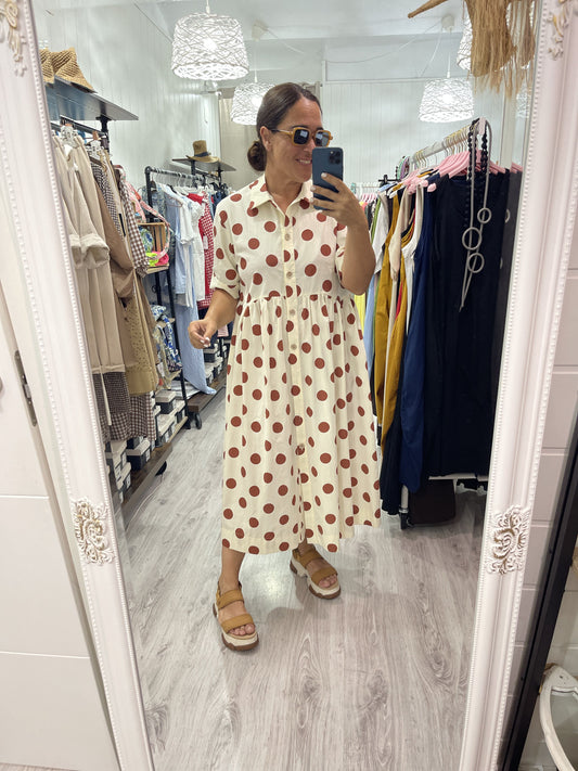 Vestido Country topos teja