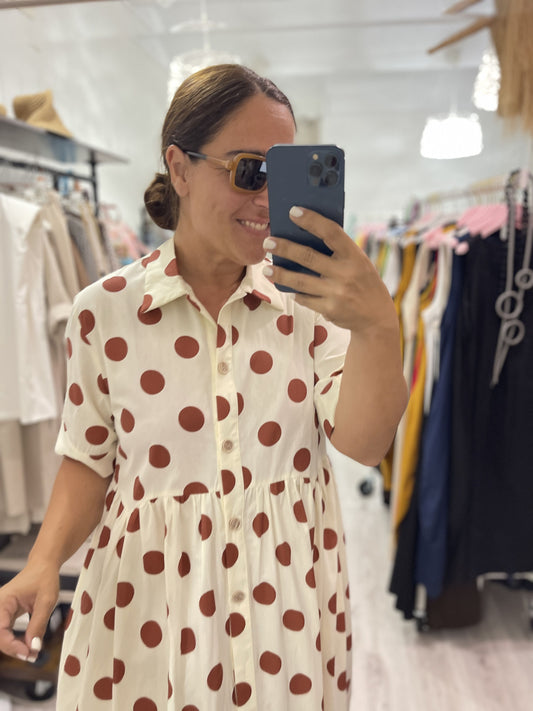 Vestido Country topos teja