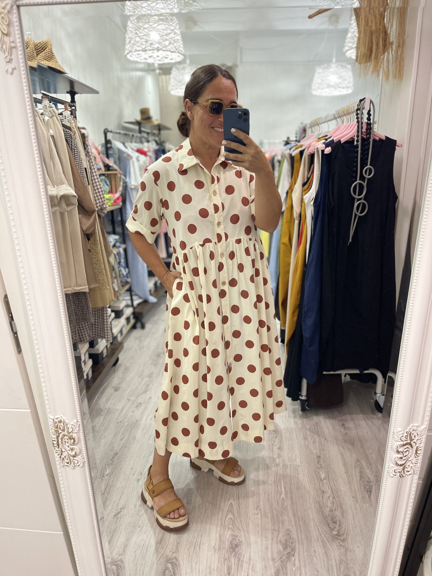 Vestido Country topos teja