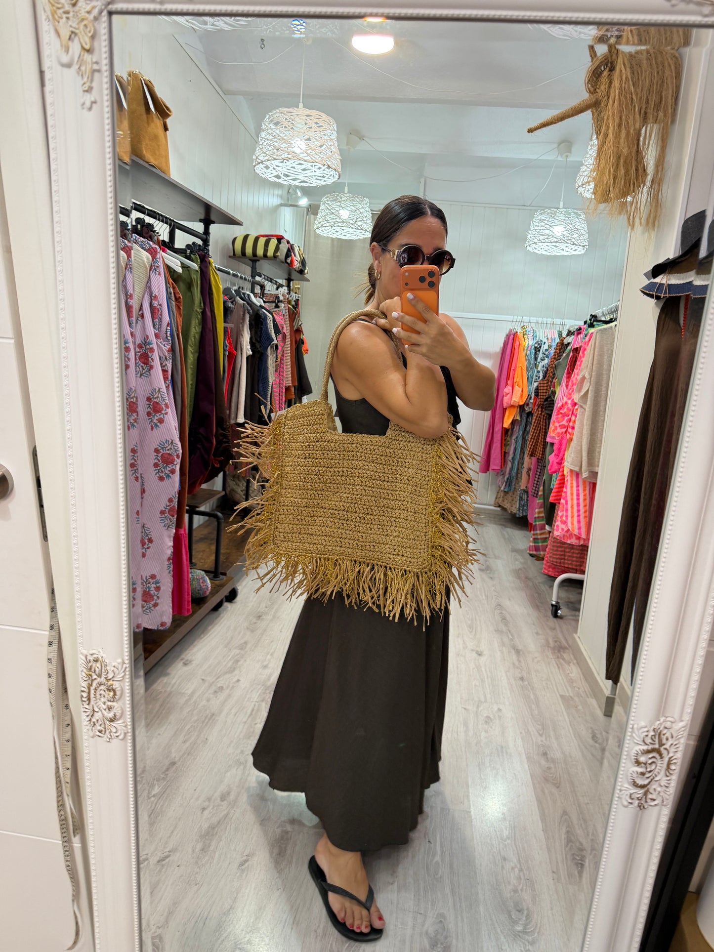 Maxi Bolso Boho flecos lurex