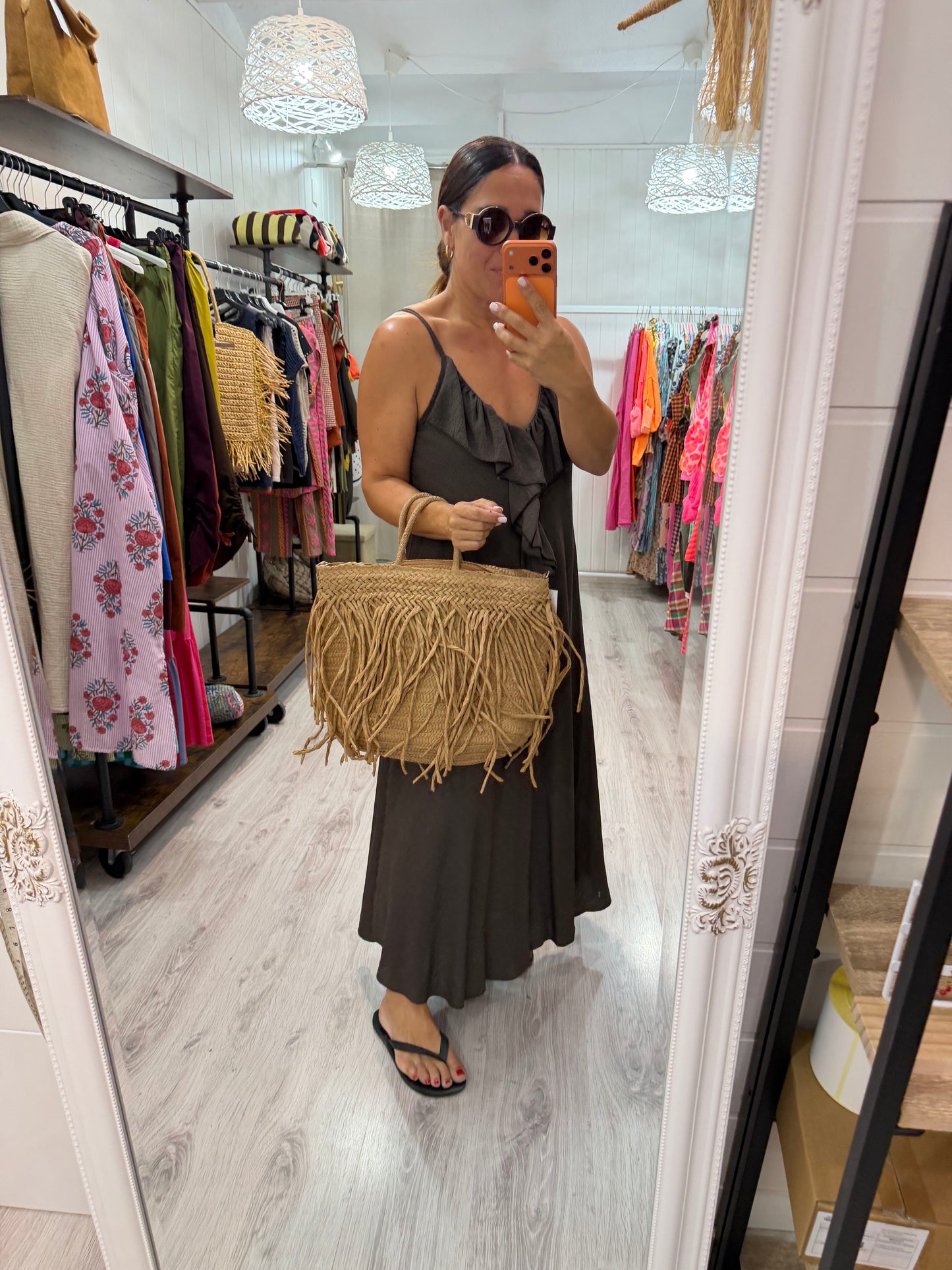 Bolso Boho flecos natural