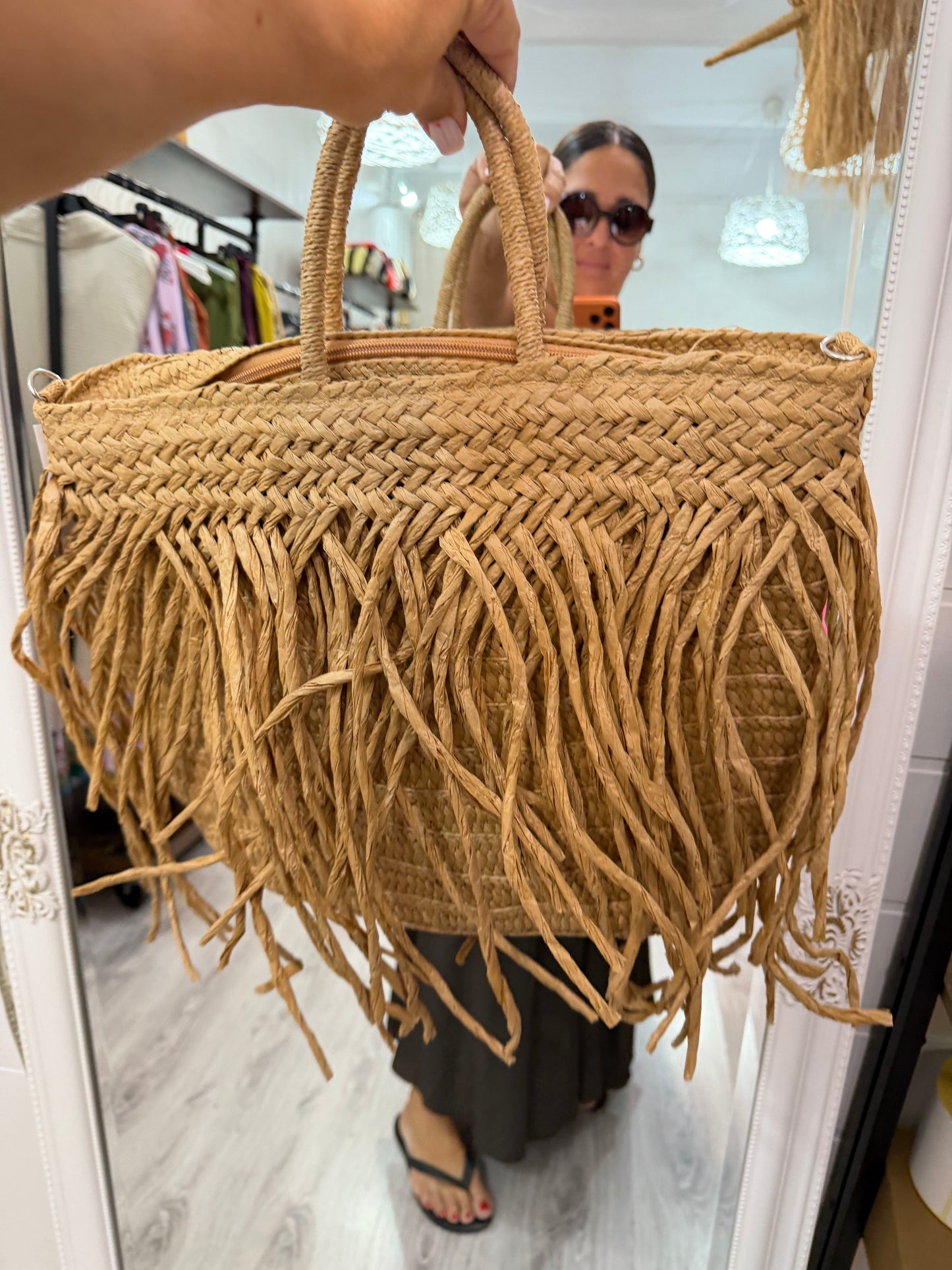 Bolso Boho flecos natural