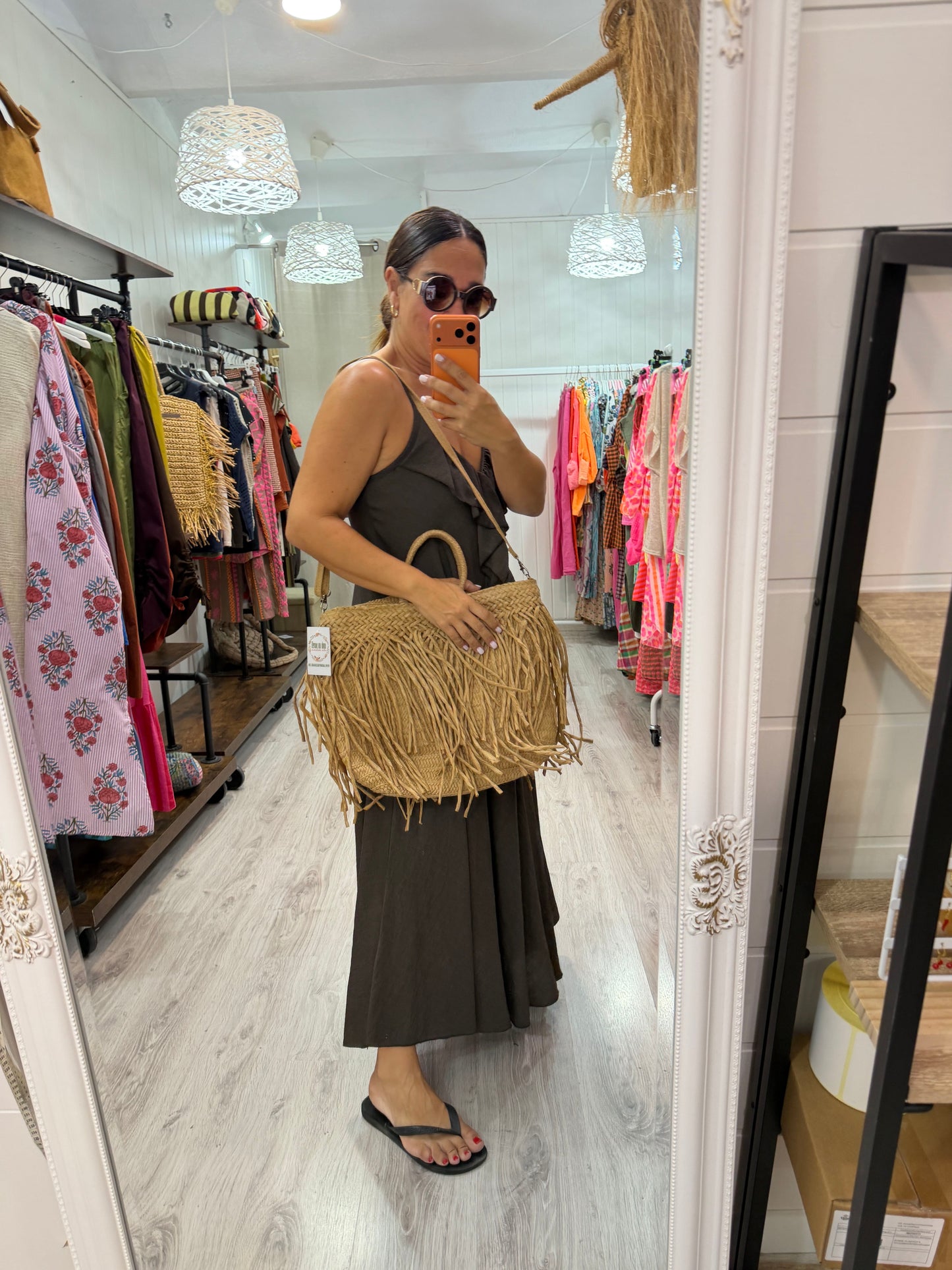 Bolso Boho flecos natural