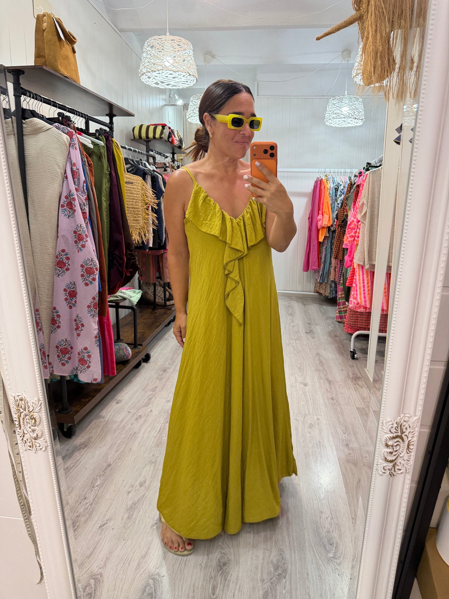 Vestido Bia volante pistacho