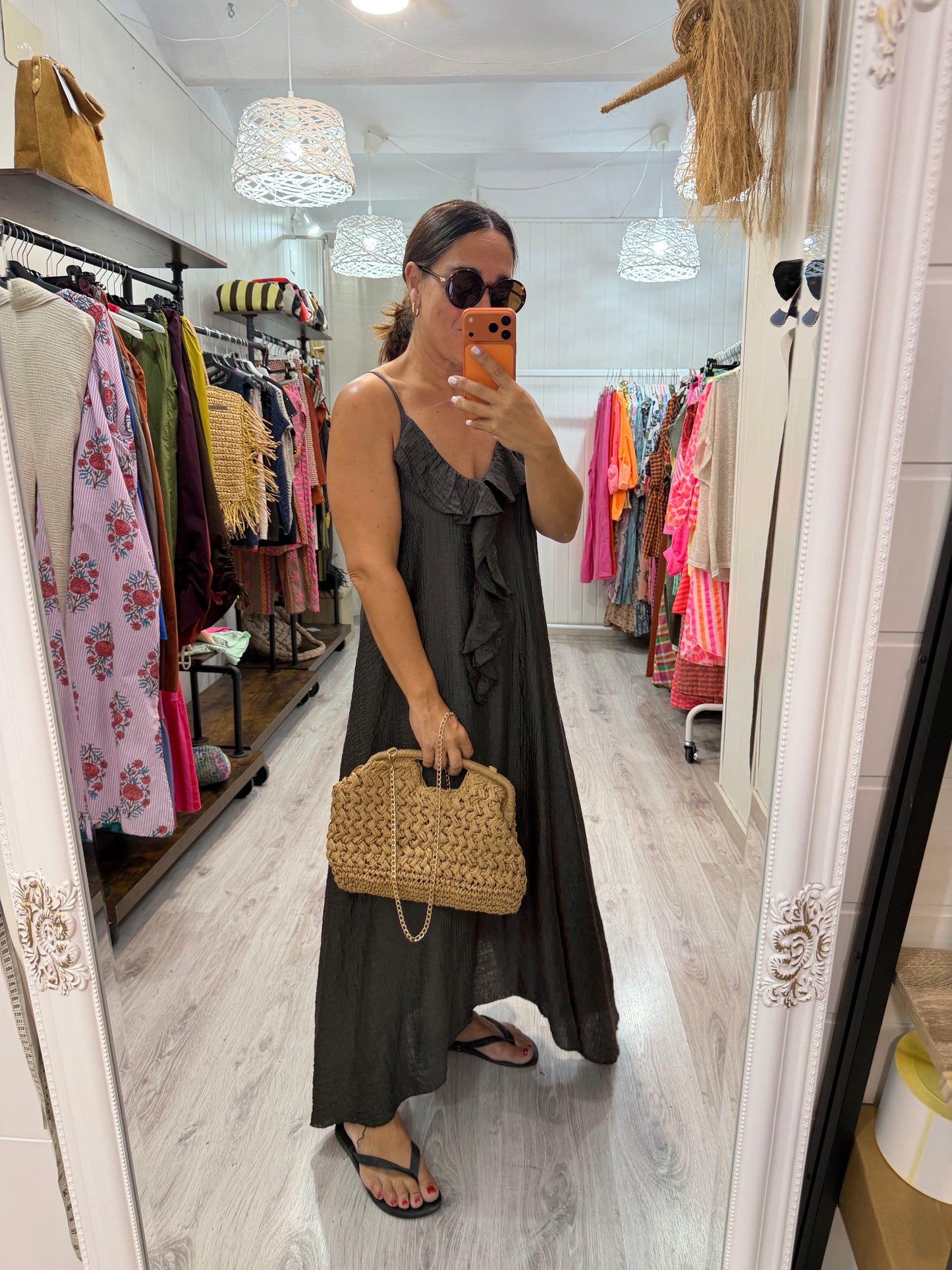 Vestido Bimba volante bambula chocolate