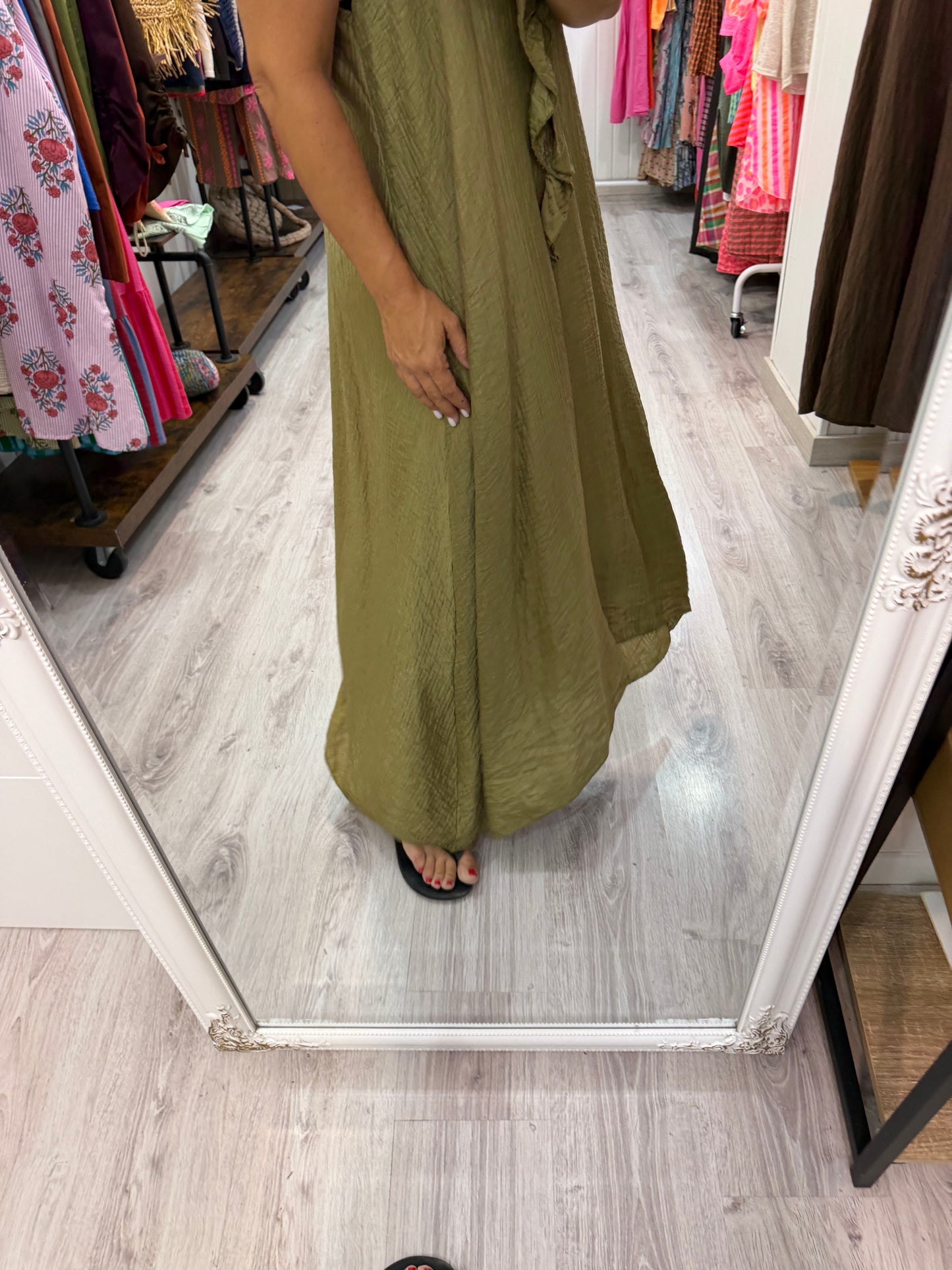 Vestido Bimba volante bambula pistacho