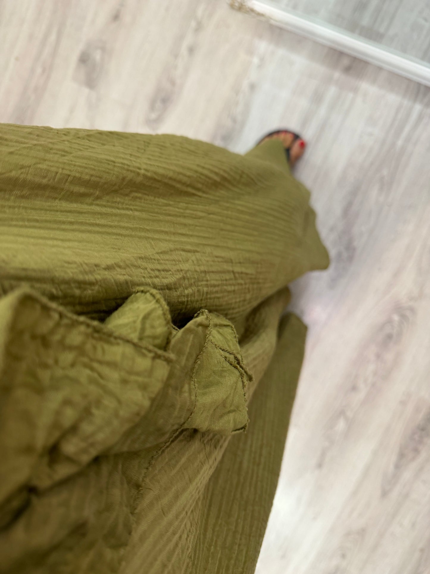 Vestido Bimba volante bambula pistacho