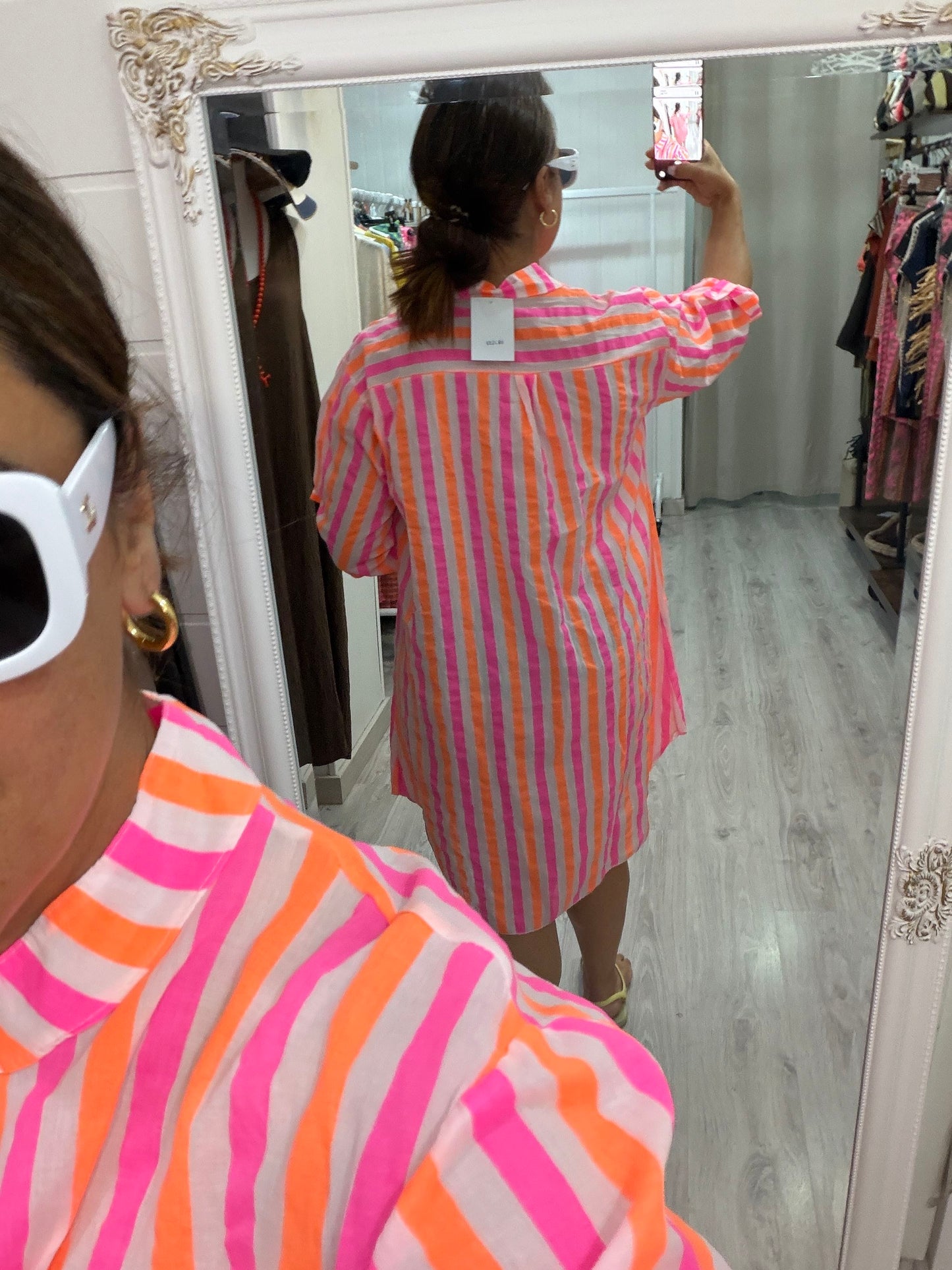 Camisola Rayas fluor naranja y fucsia