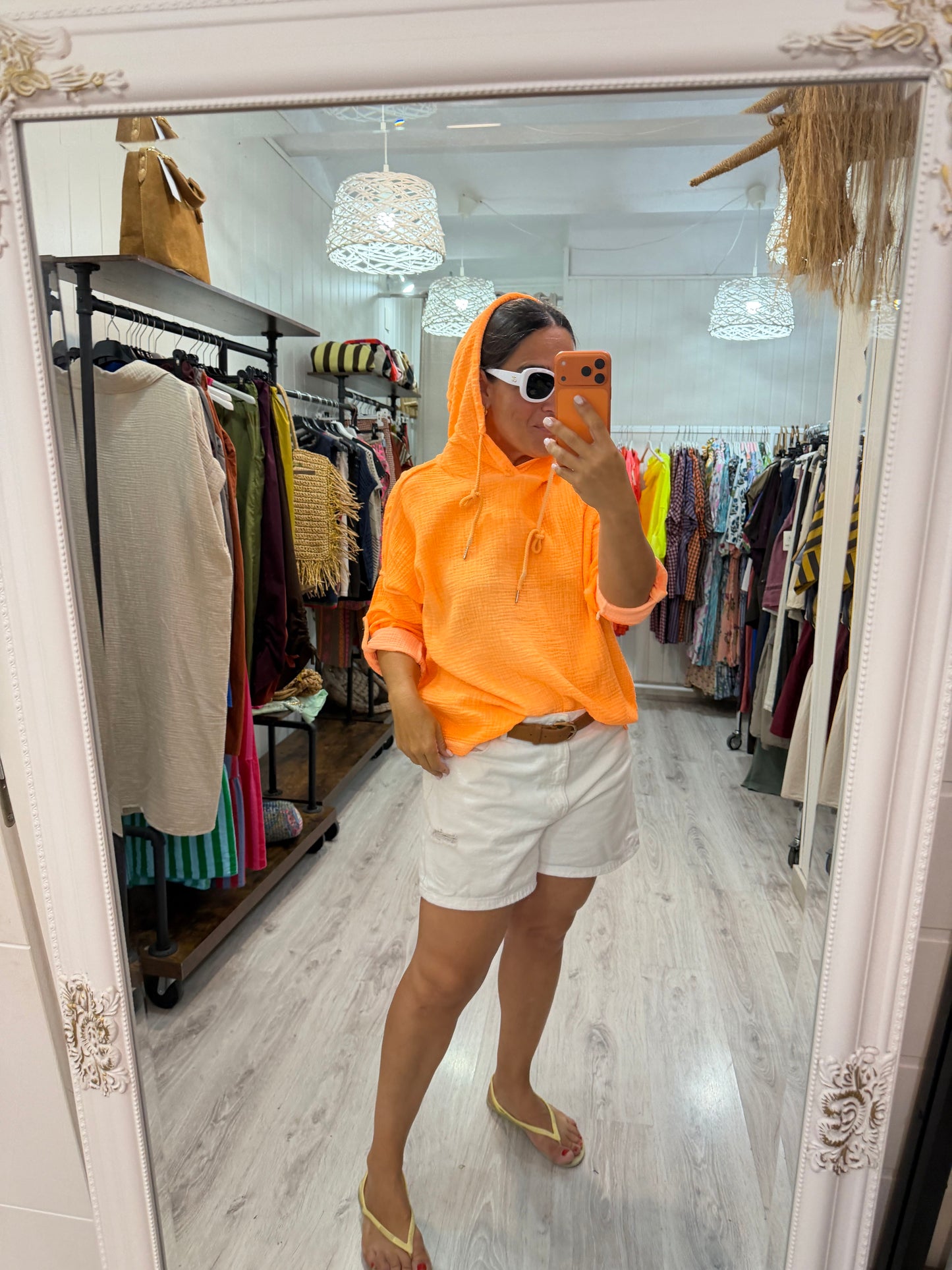 Blusa Tarifa bambula naranja
