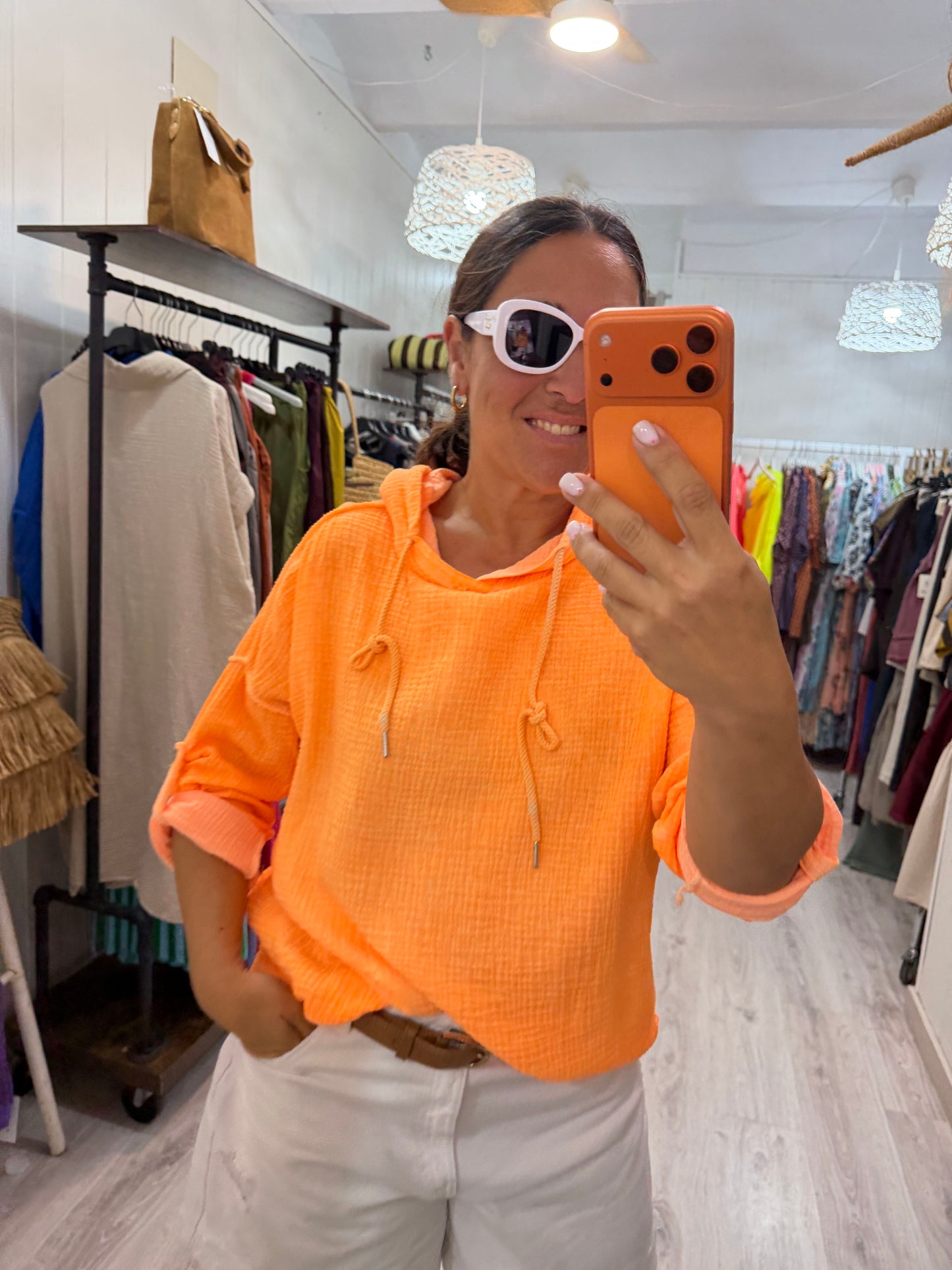 Blusa Tarifa bambula naranja