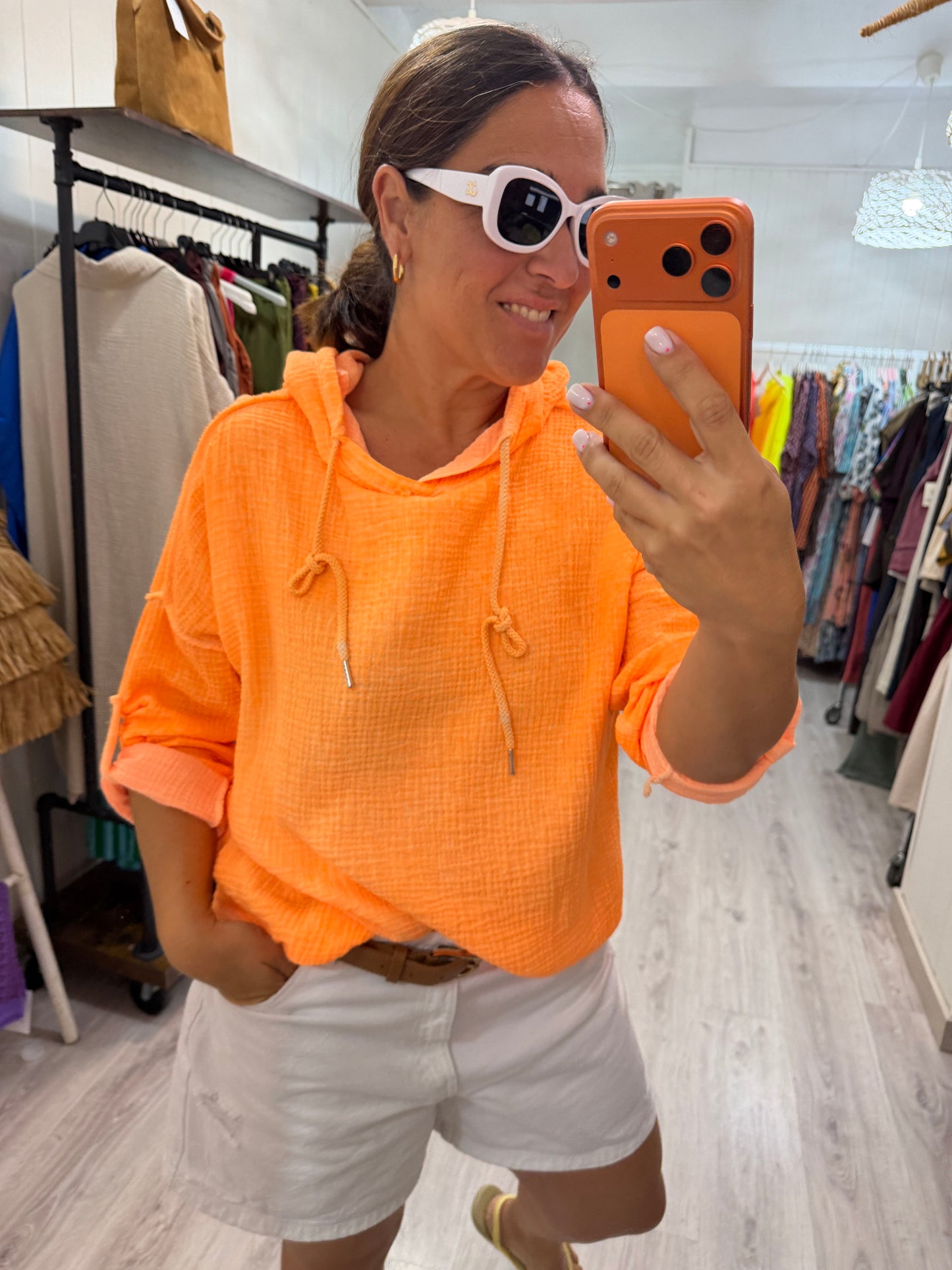 Blusa Tarifa bambula naranja