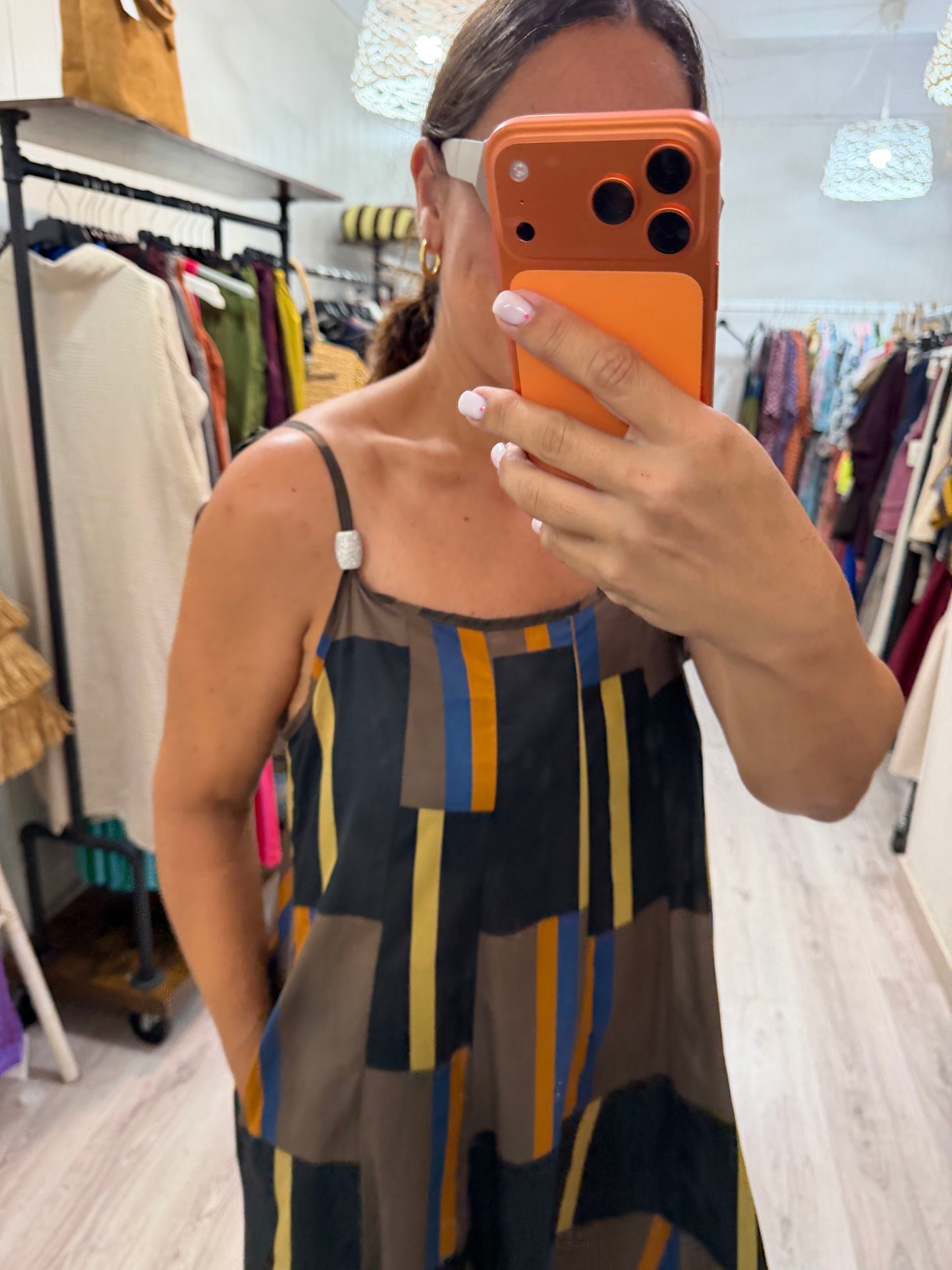Vestido Geo negro y marrón