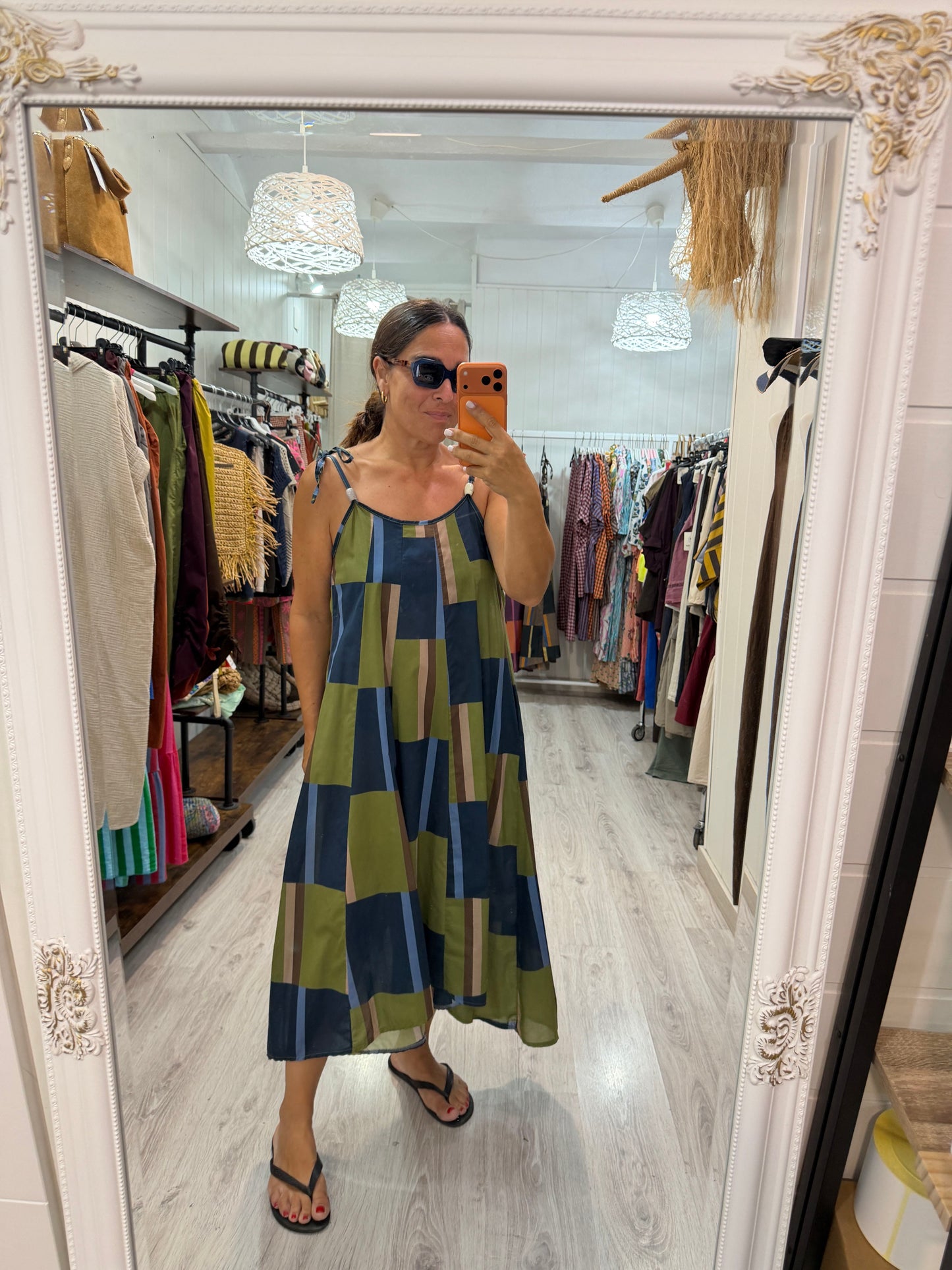 Vestido Geo azul y verde