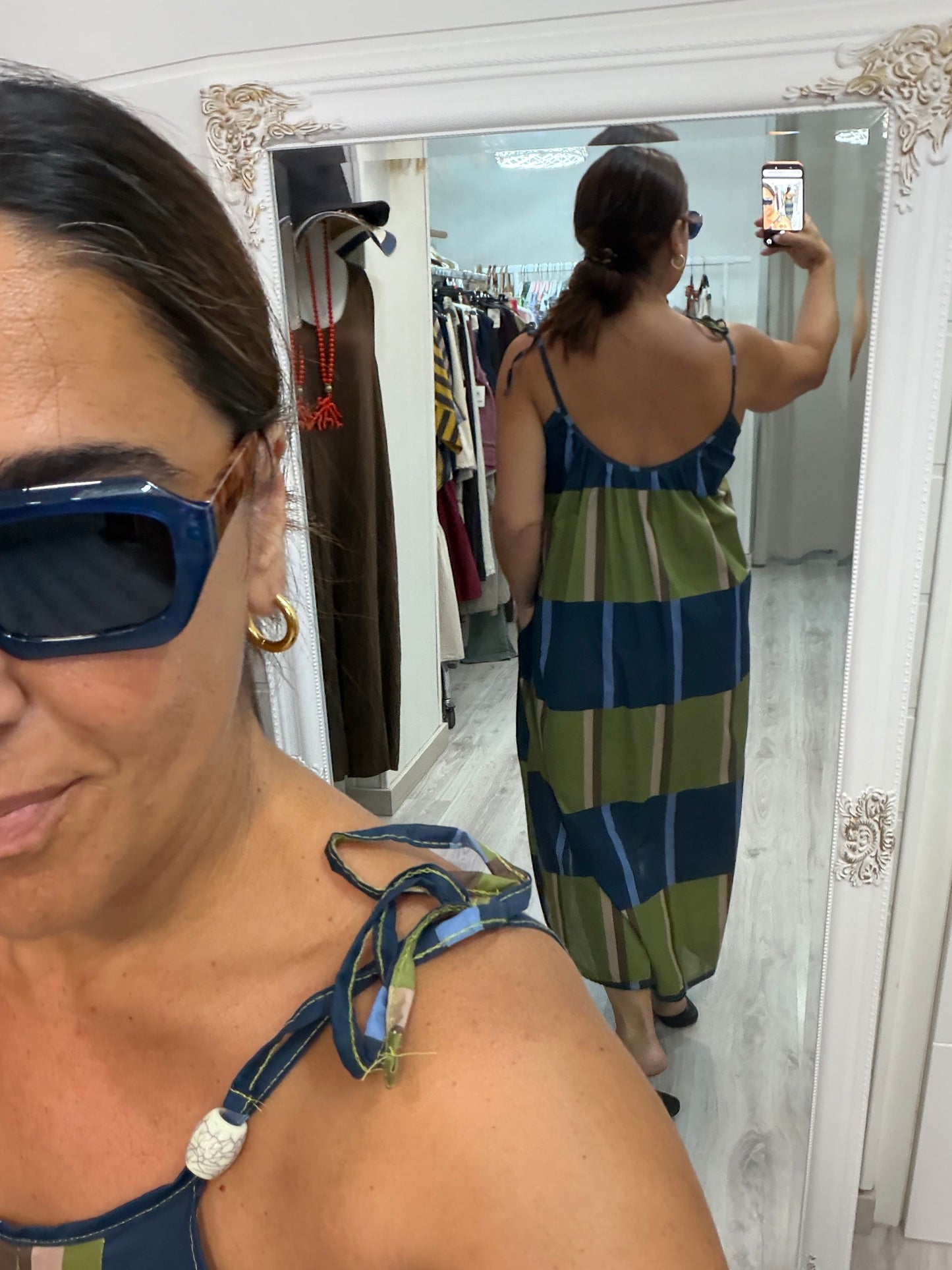 Vestido Geo azul y verde
