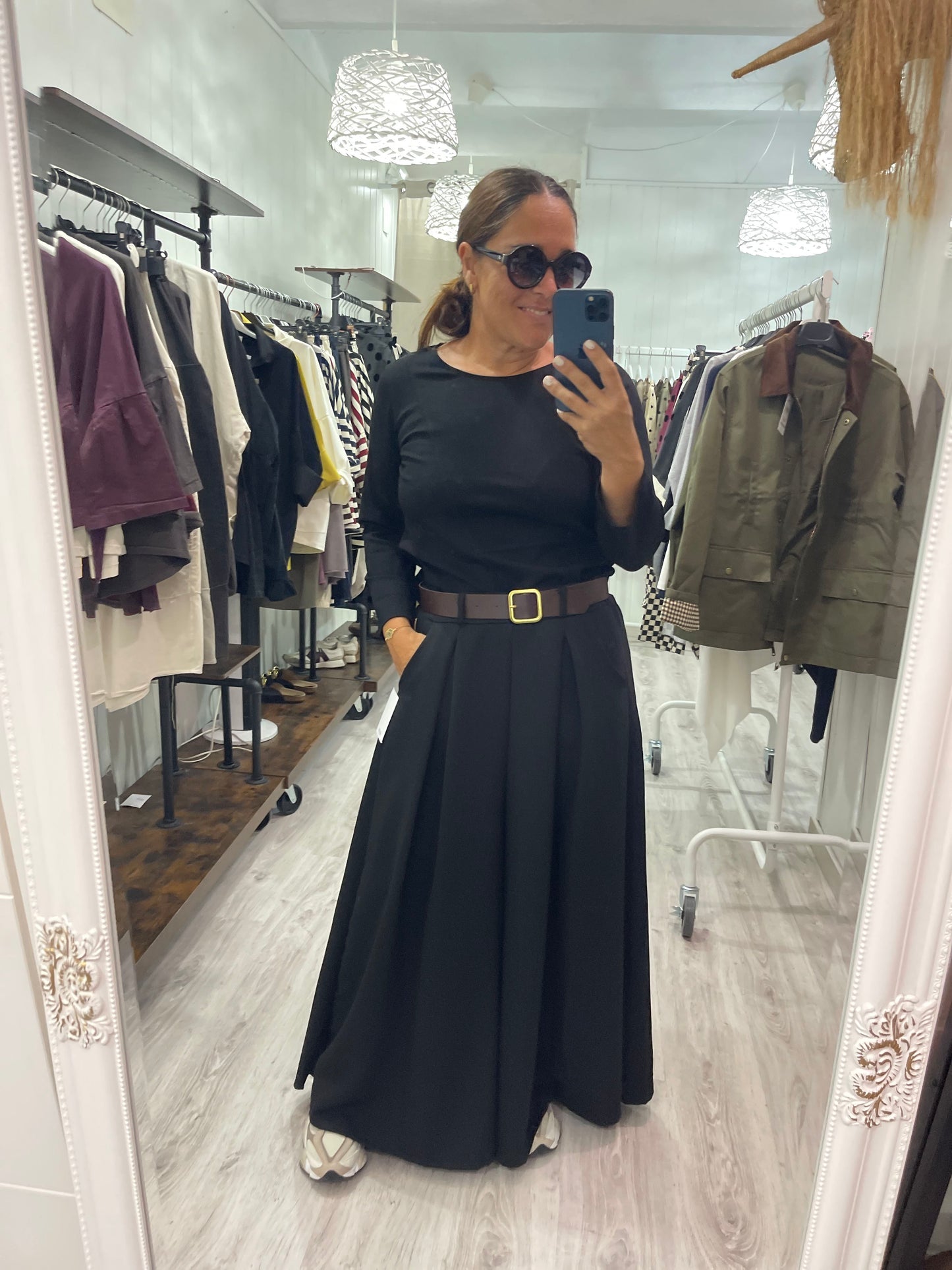 Pantalón Tessa efecto falda negro