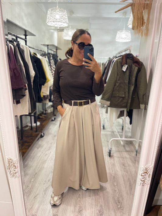 Pantalón Tessa efecto falda beige