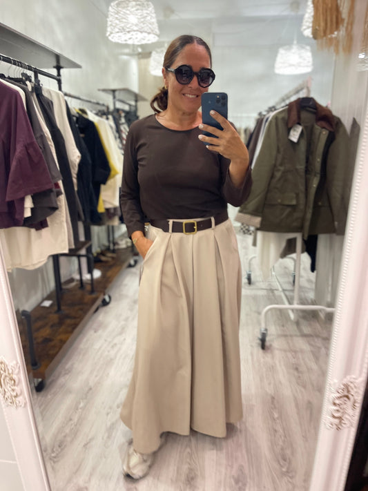 Pantalón Tessa efecto falda beige
