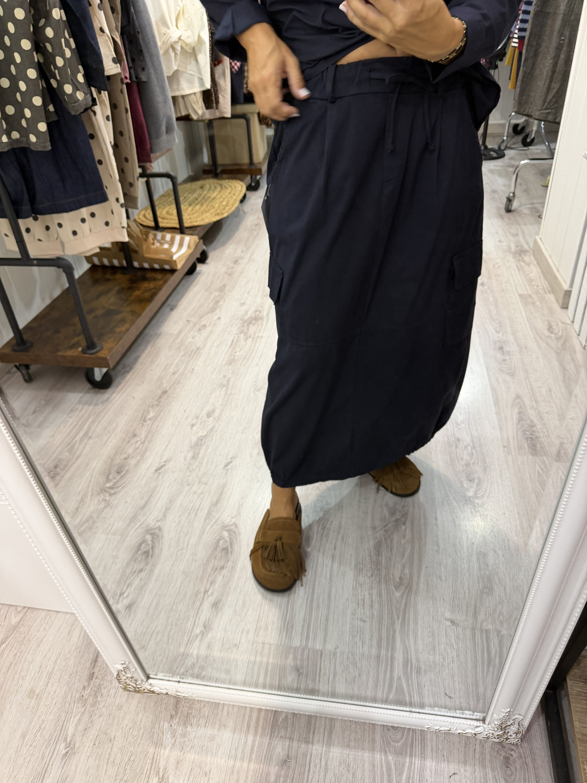 Conjunto Cargo falda y blusa marino