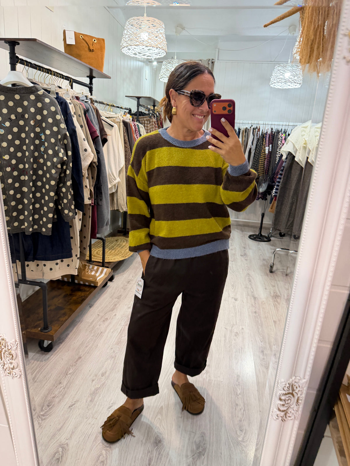 Jersei Rugby contrastes chocolate, pistacho y jeans