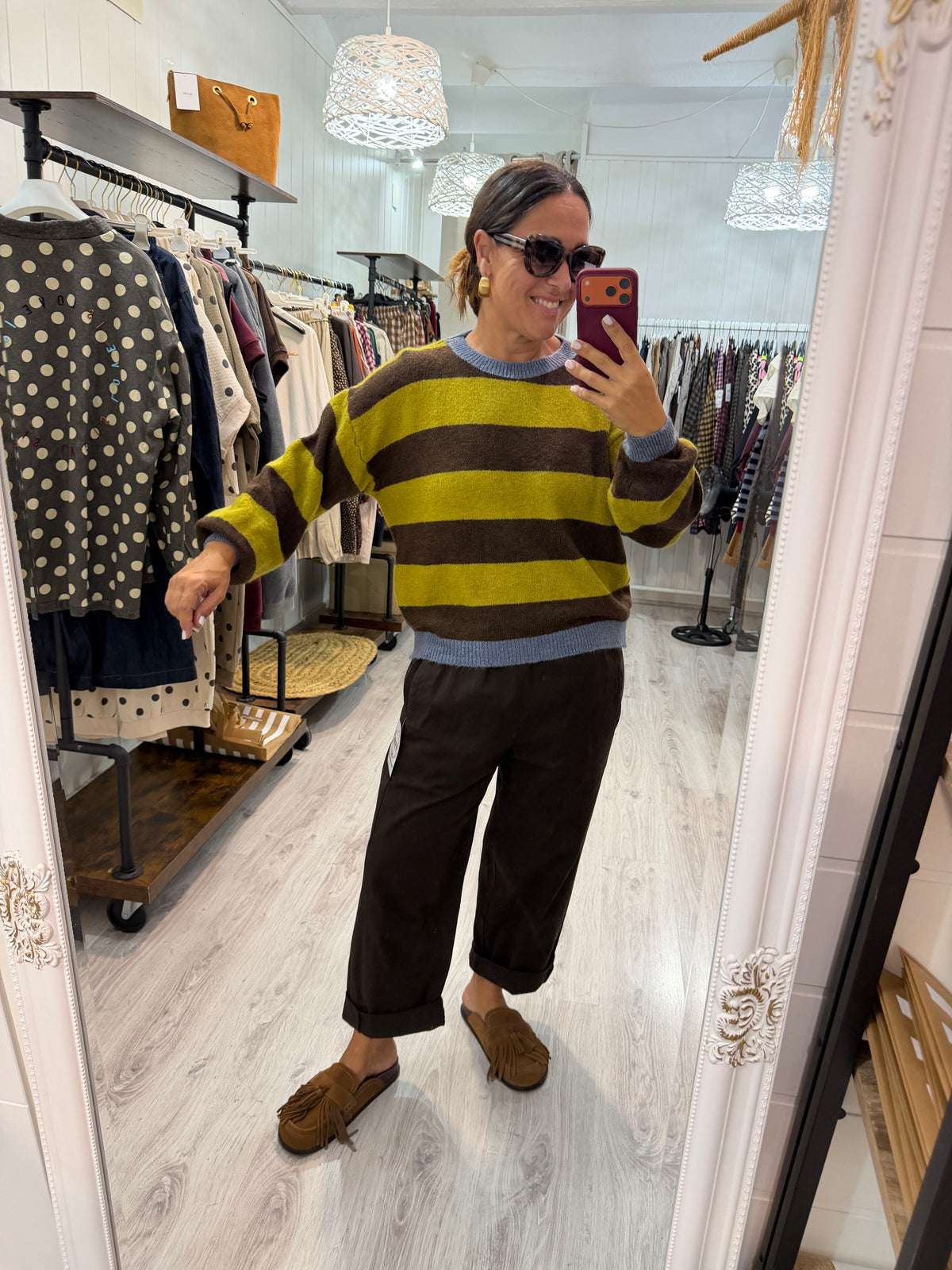 Jersei Rugby contrastes chocolate, pistacho y jeans