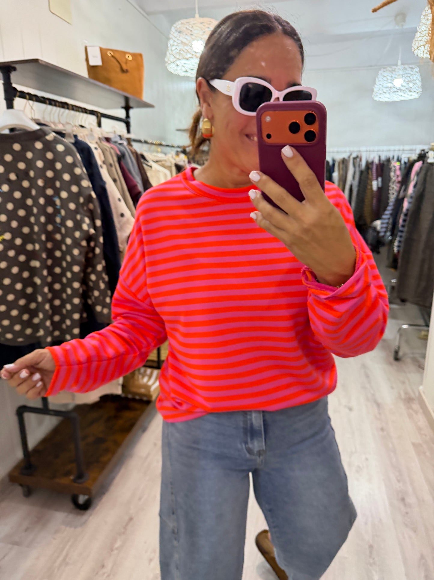 Sudadera Biarritz Navy fucsia y coral