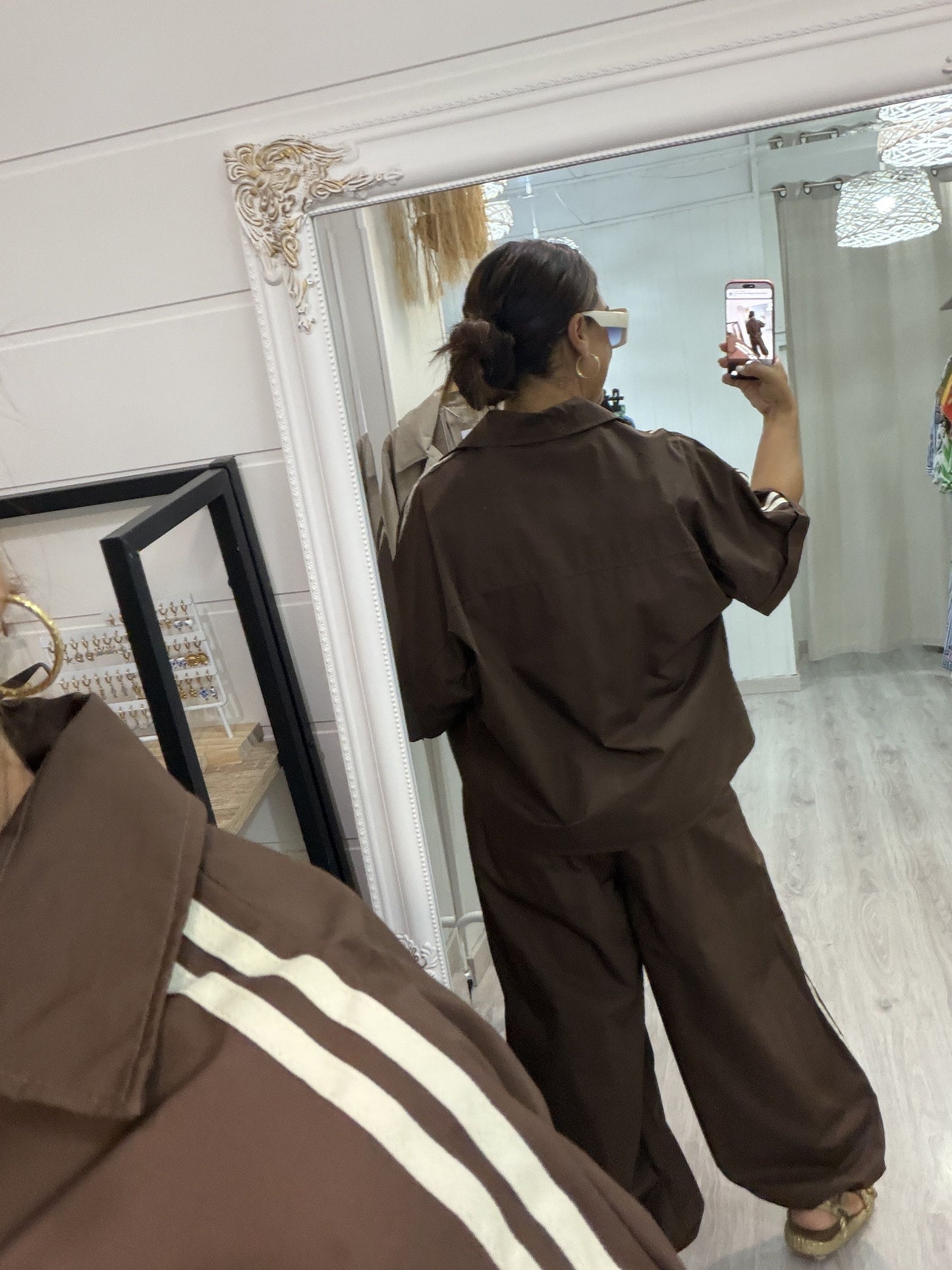 Conjunto Retro chocolate y beige