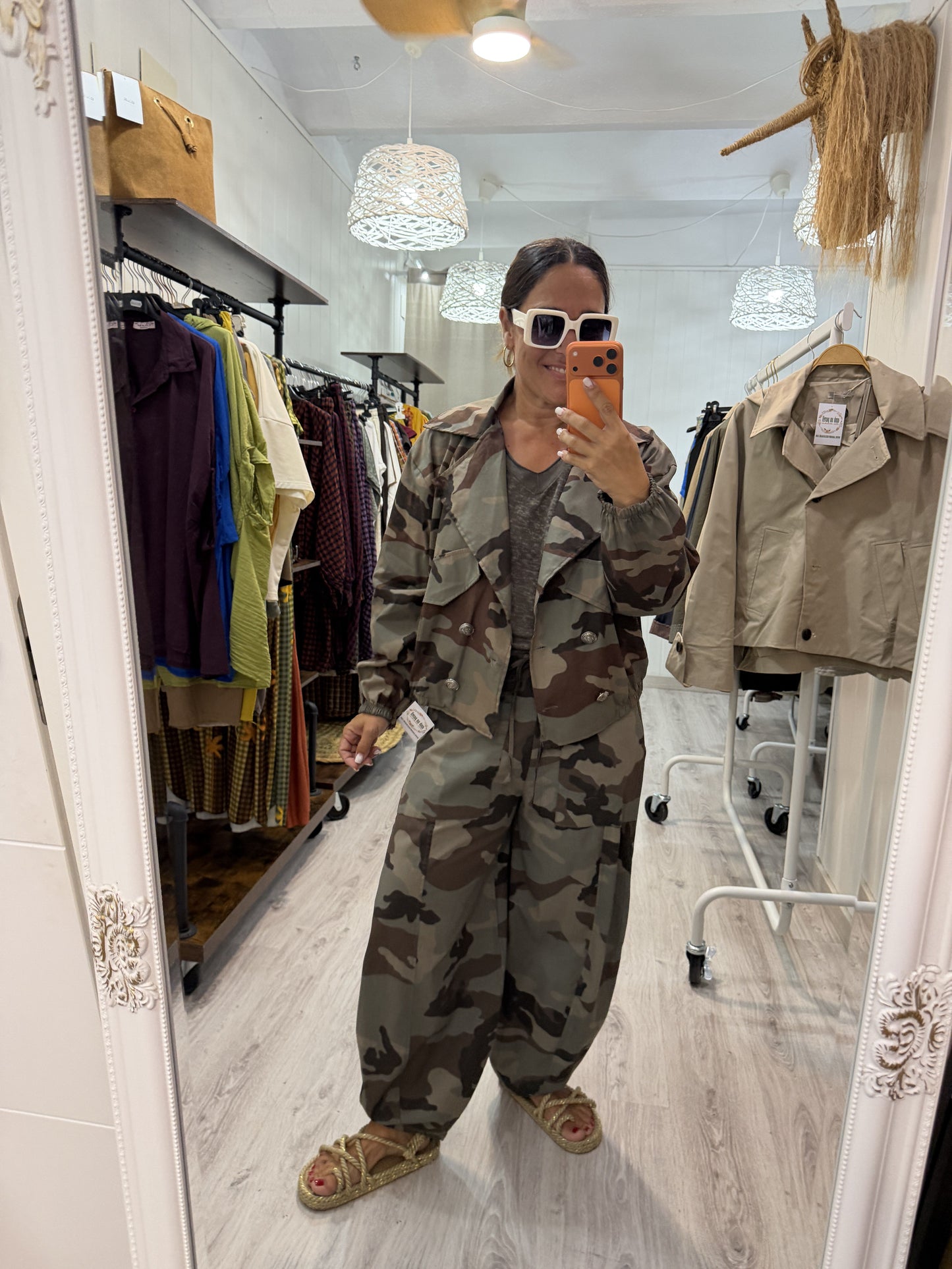 Pantalón Barrel camuflaje marrón