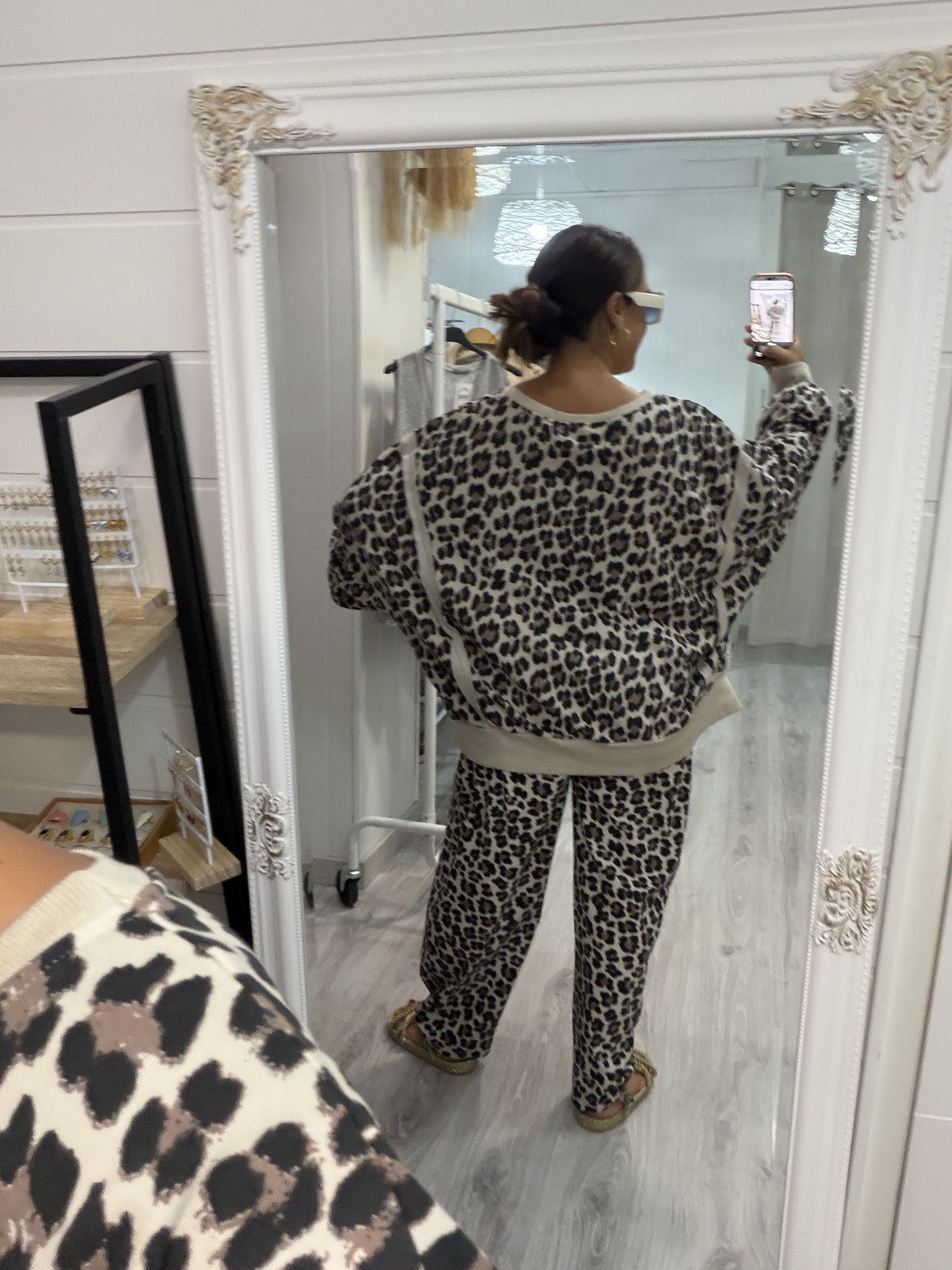 Sudadera Oversize animal print beige