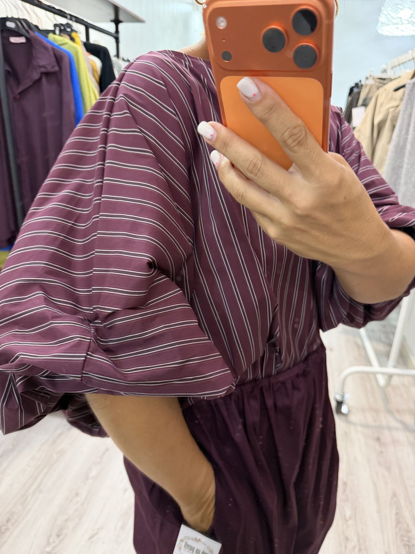 Blusa Maga convertible rayas burdeos