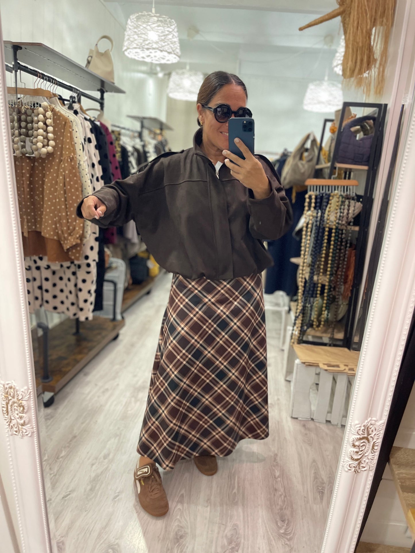 Chaqueta efecto ante chocolate