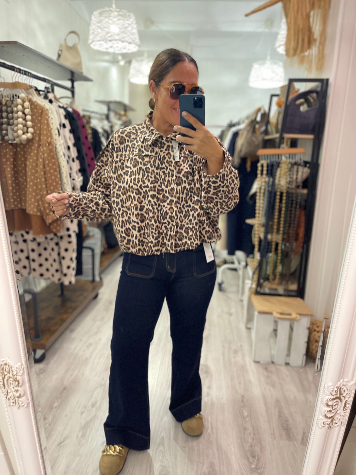 Chaqueta efecto ante animal print